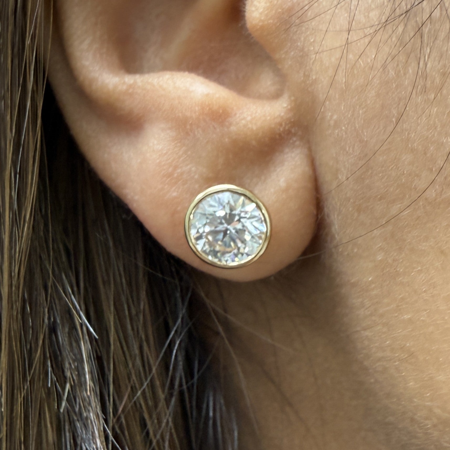 4ct Lab Grown Bezel Set Round Diamond Earrings