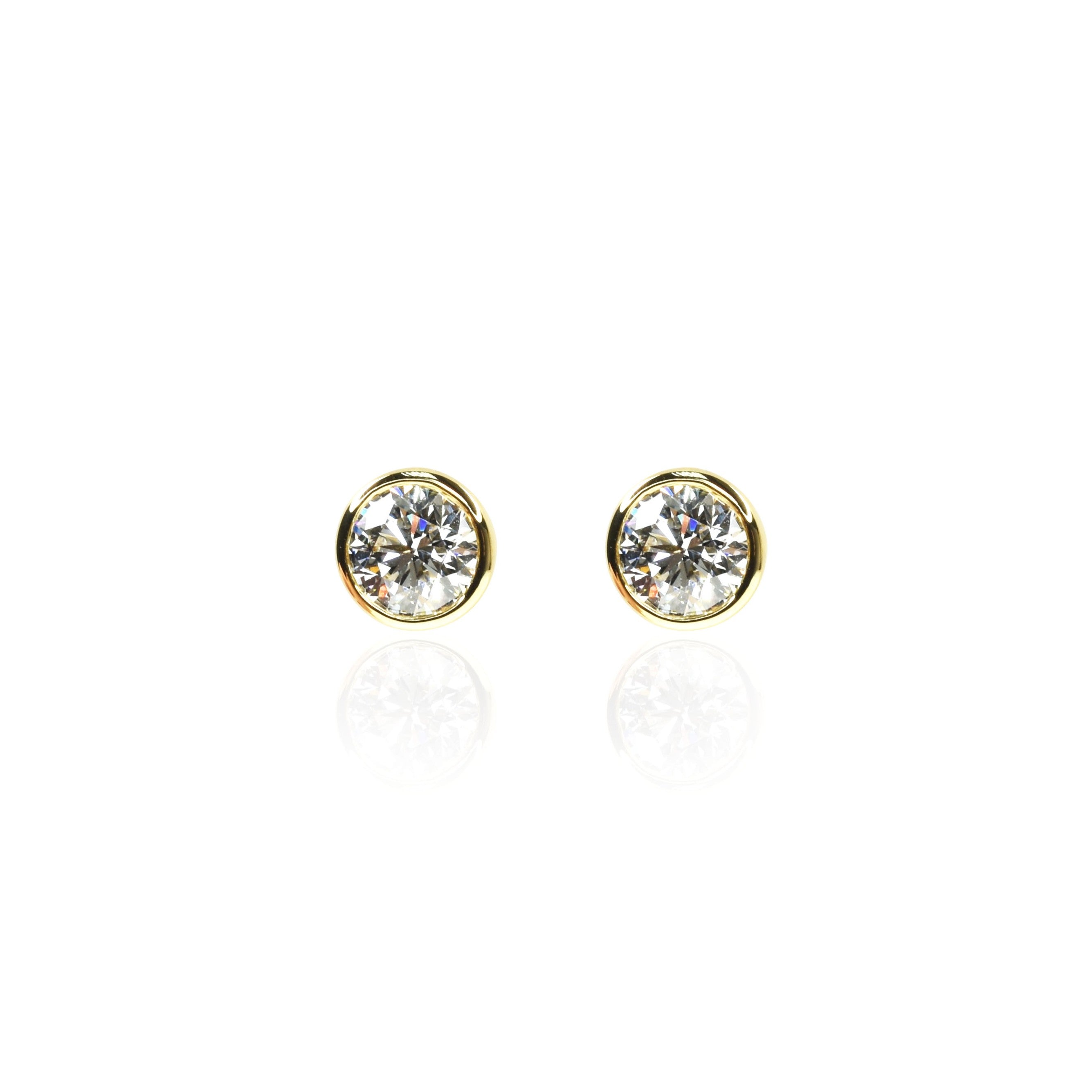 0.60ct Bezel Set Certified Round Diamond Earrings