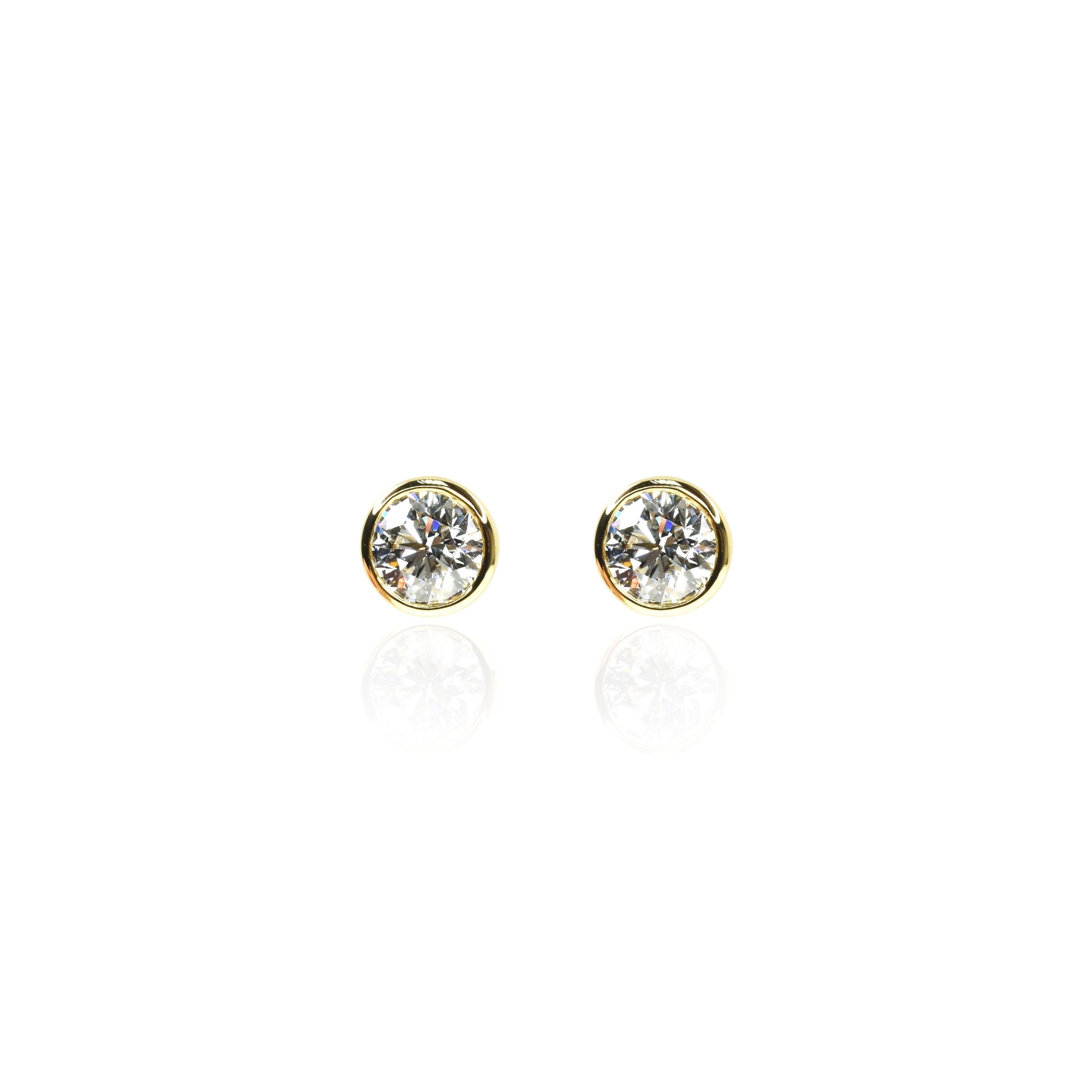 0.50ct Bezel Set Certified Round Diamond Earrings