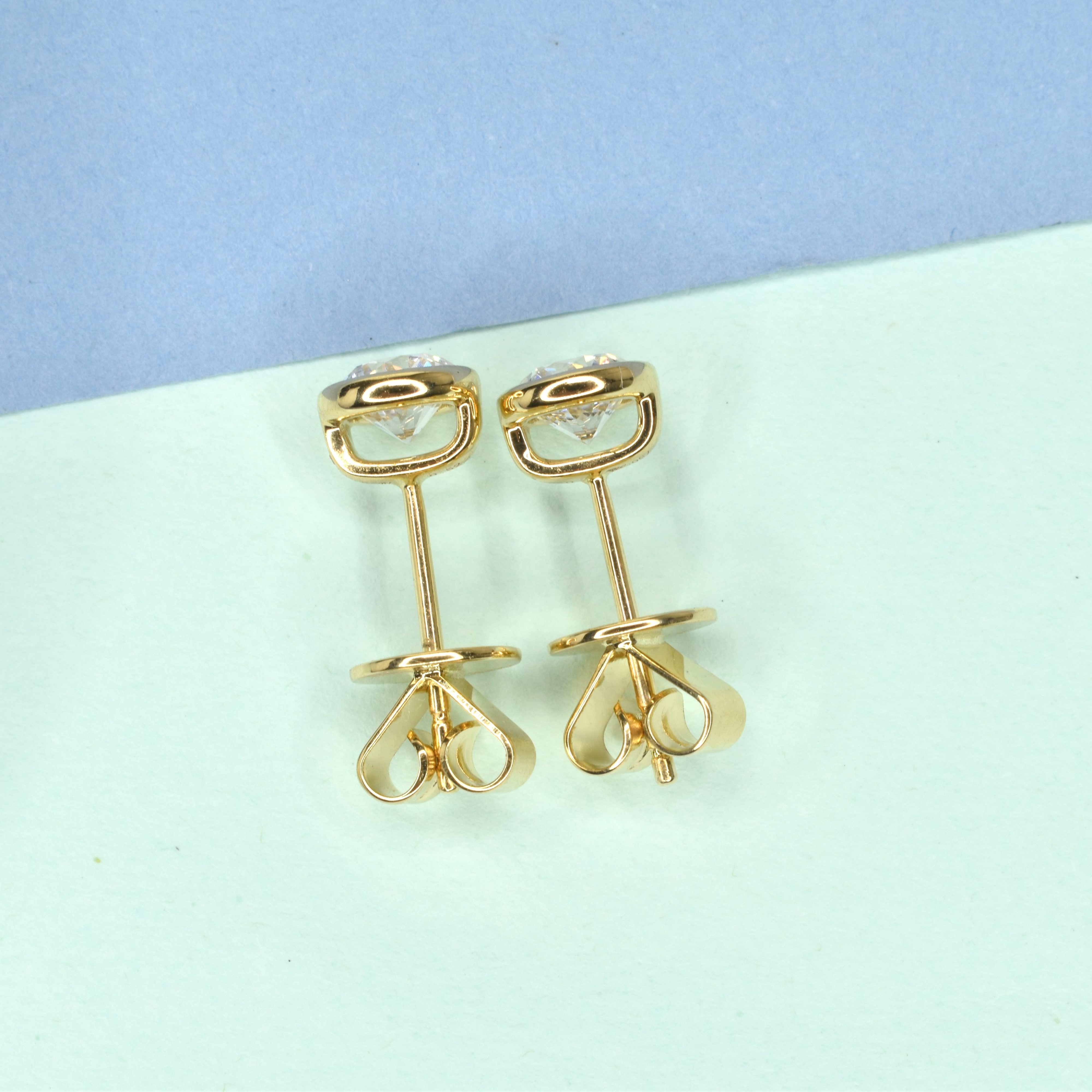 0.60ct Bezel Set Certified Round Diamond Earrings