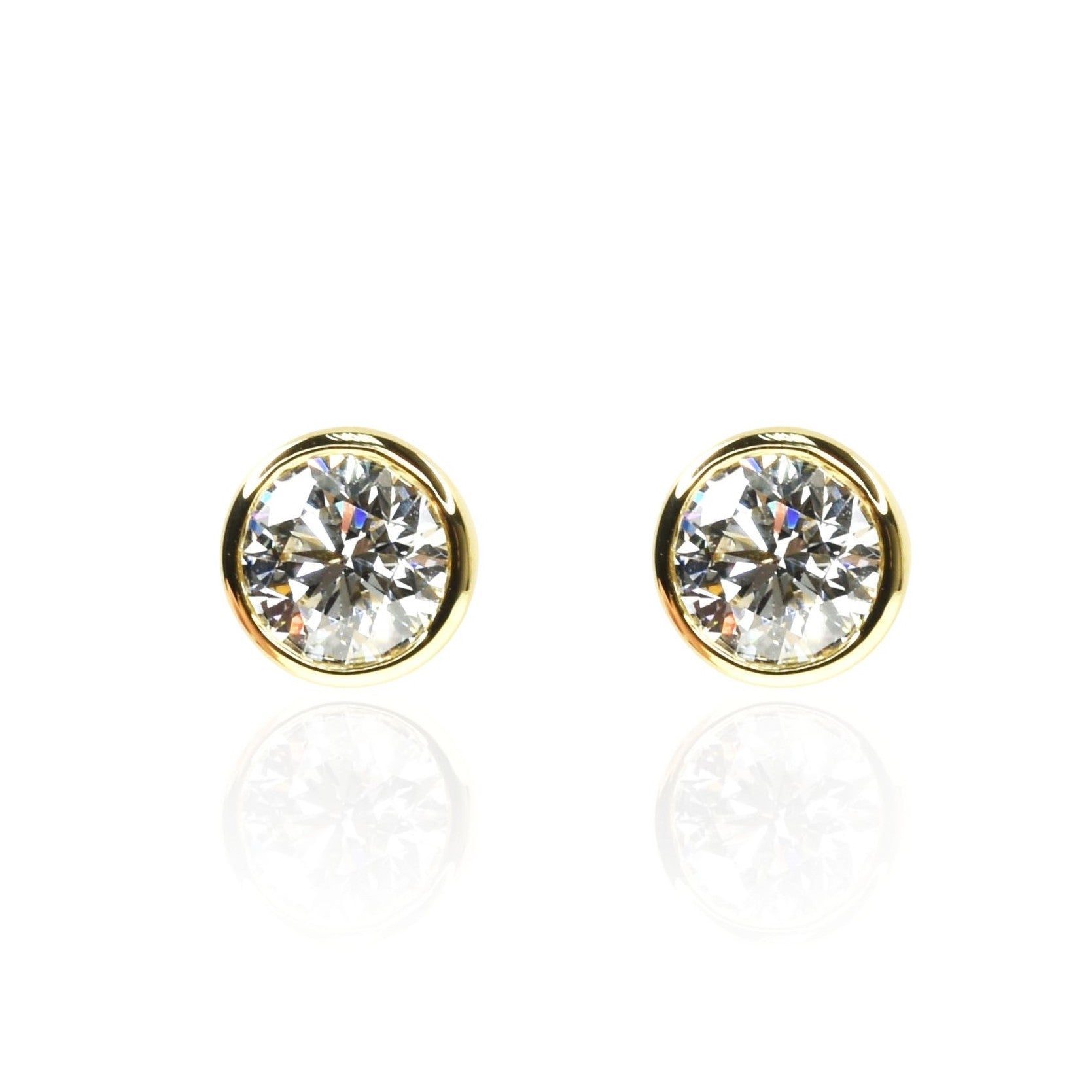 4ct Lab Grown Bezel Set Round Diamond Earrings