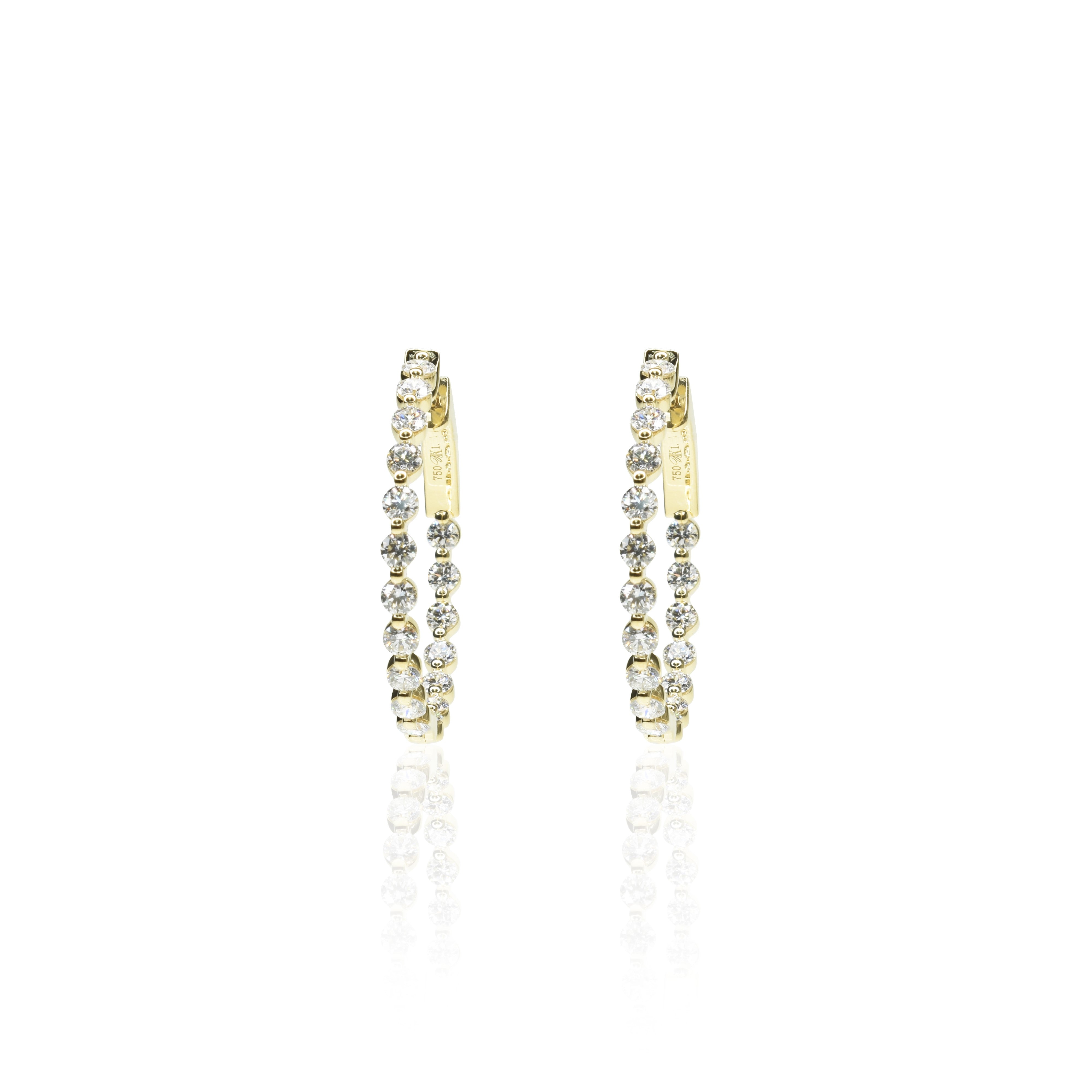 Shared Prong Round Hoops with 2.5mm Diamonds