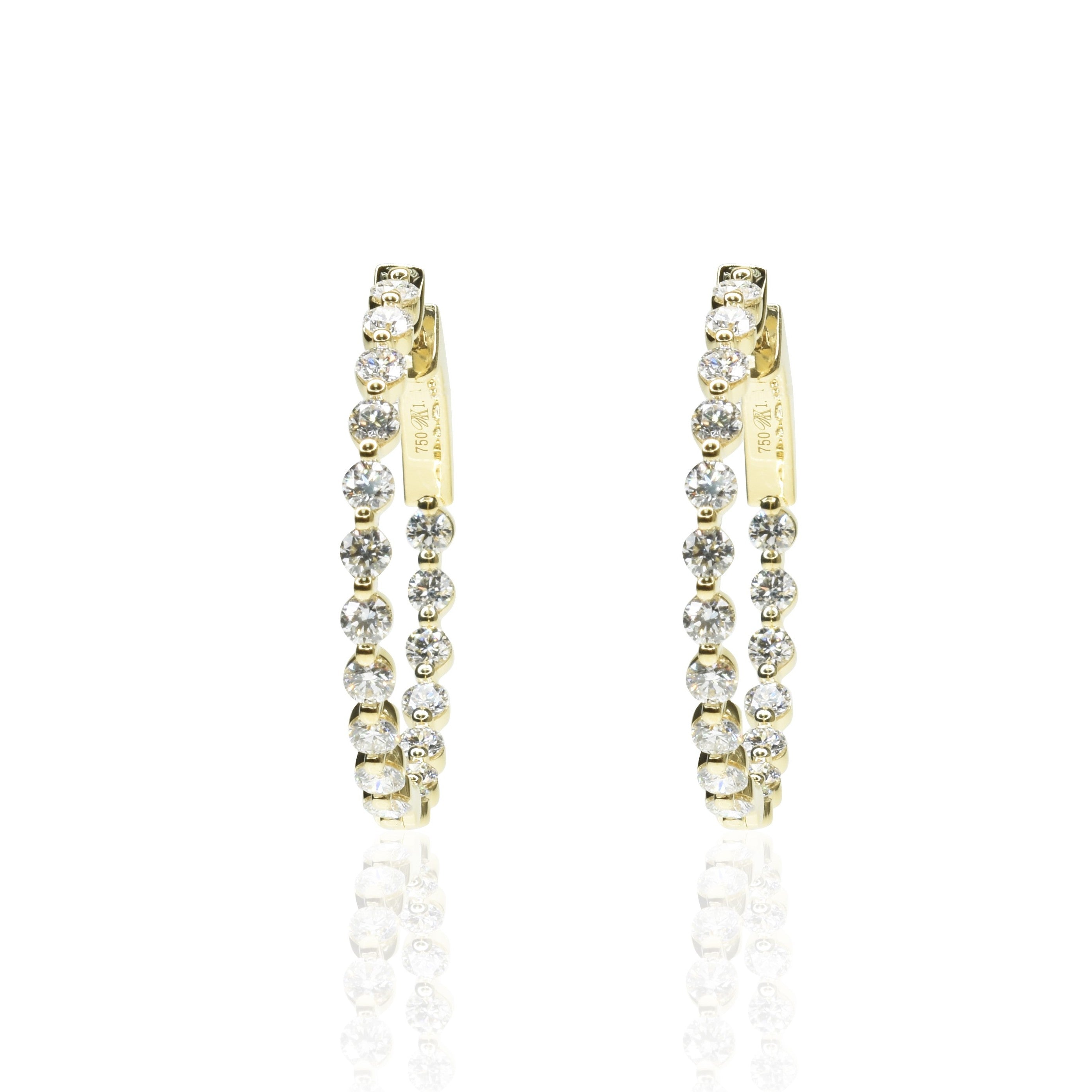 Shared Prong Round Hoops with 2.5mm Diamonds