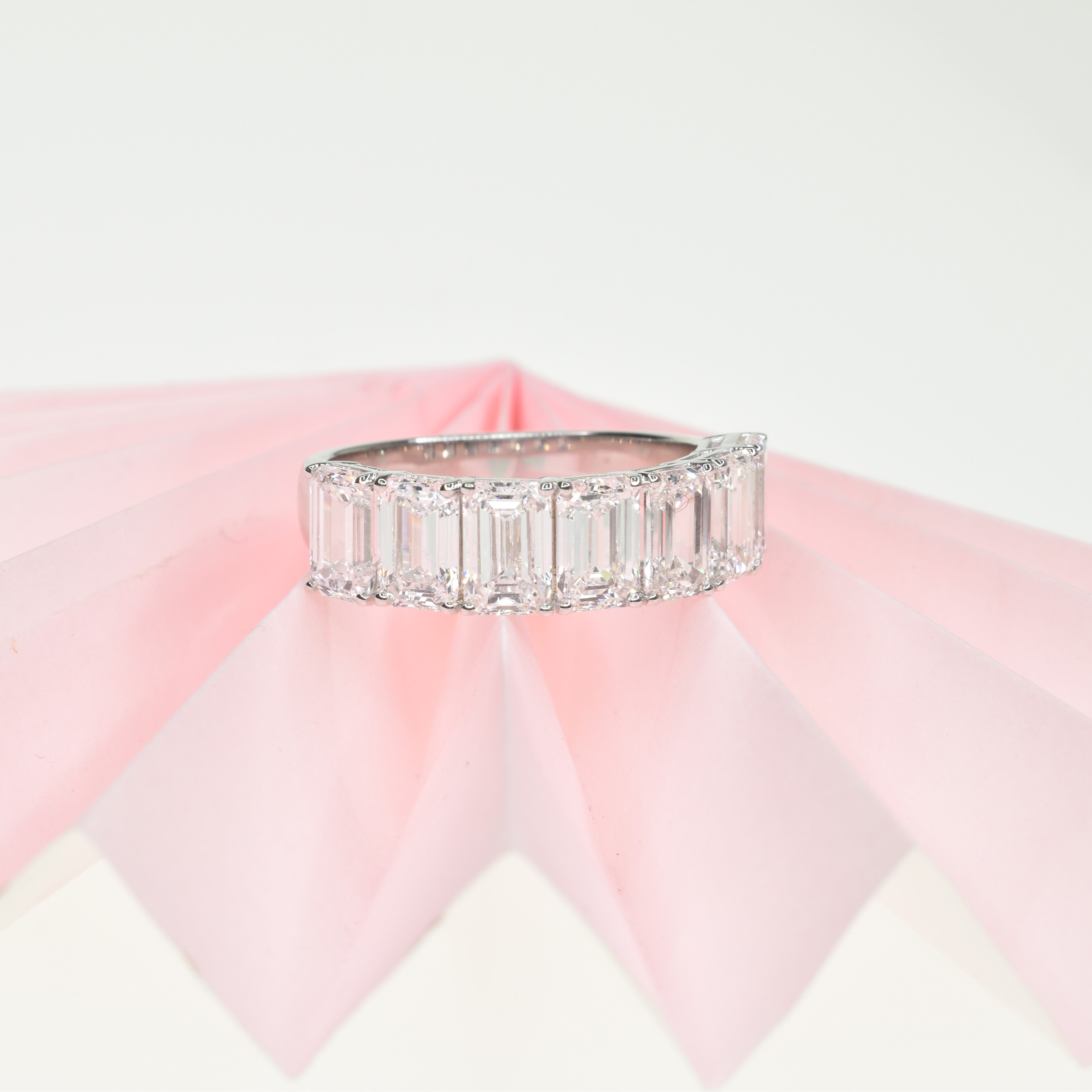 Emerald Cut Half Eternity Band with 0.30ct Lab Grown Diamonds