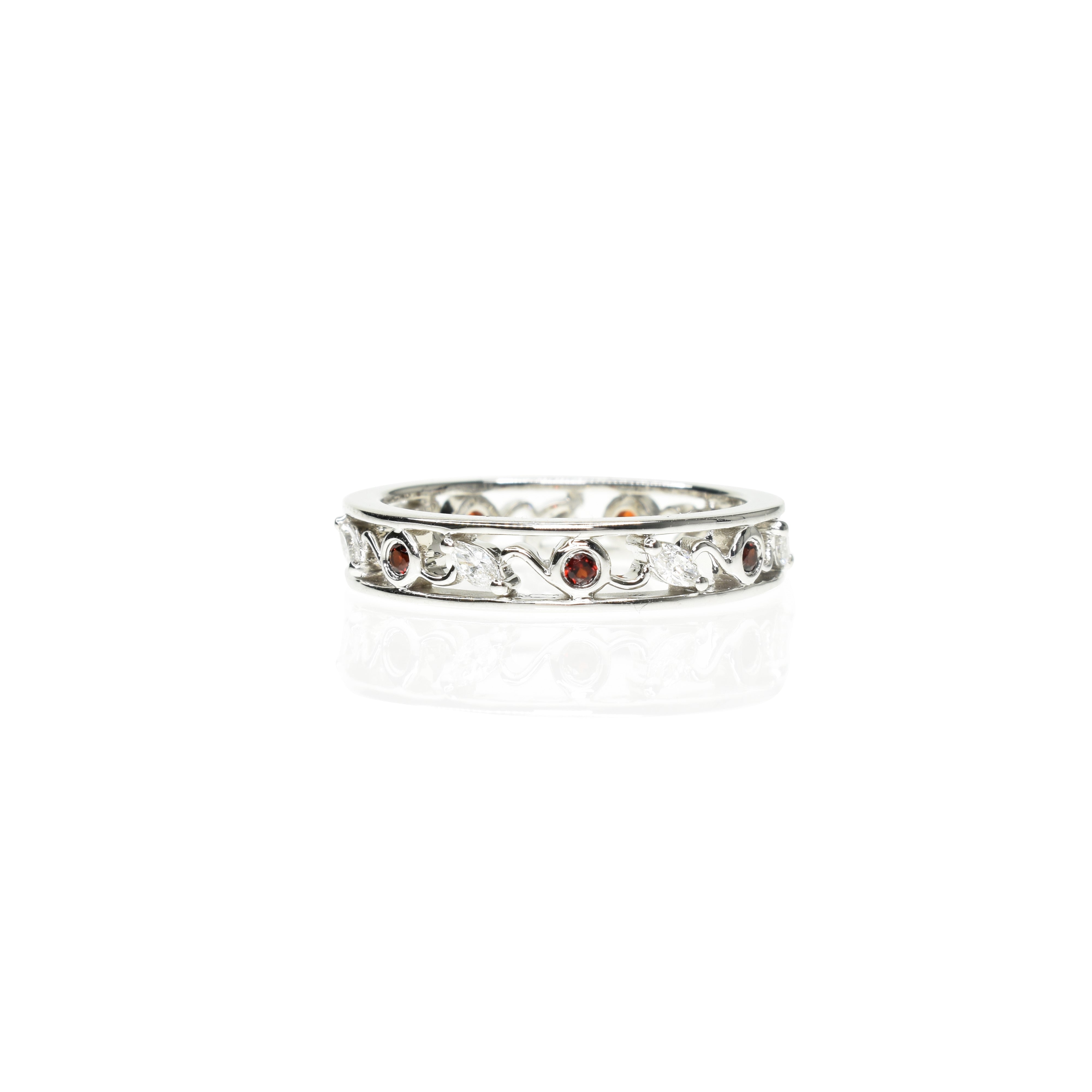 Garnet & Diamond Wedding Band