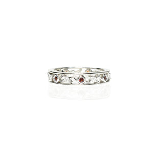 Garnet & Diamond Wedding Band