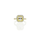 Asscher cut Engagement Ring with Yellow and White Halo