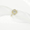 Asscher cut Engagement Ring with Yellow and White Halo