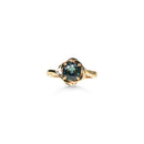 Round Teal Natural Sapphire Engagement Ring