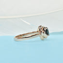 Round Teal Natural Sapphire Engagement Ring