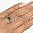 Round Teal Natural Sapphire Engagement Ring