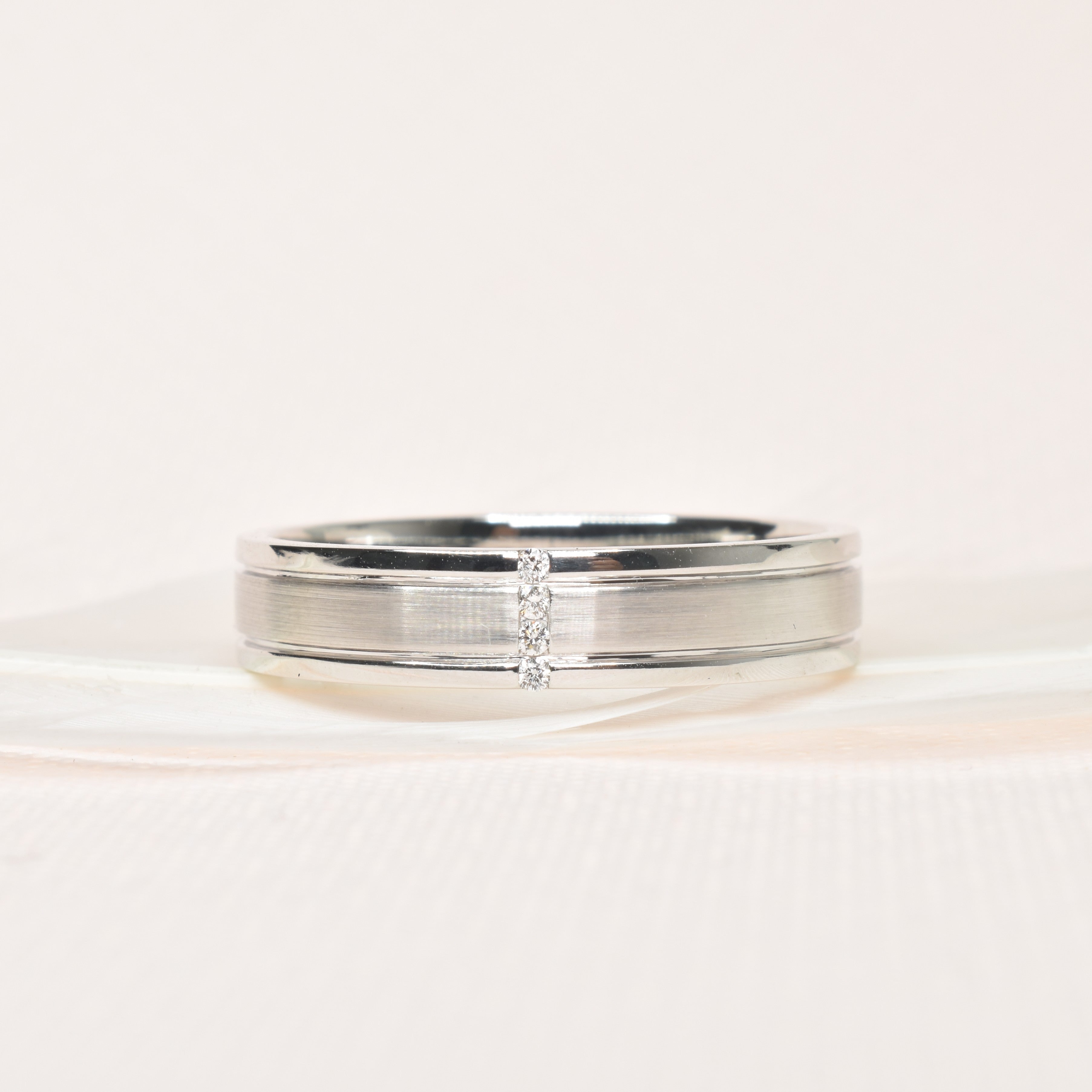 Mens Wedding Band 5mm Wide with Diamonds