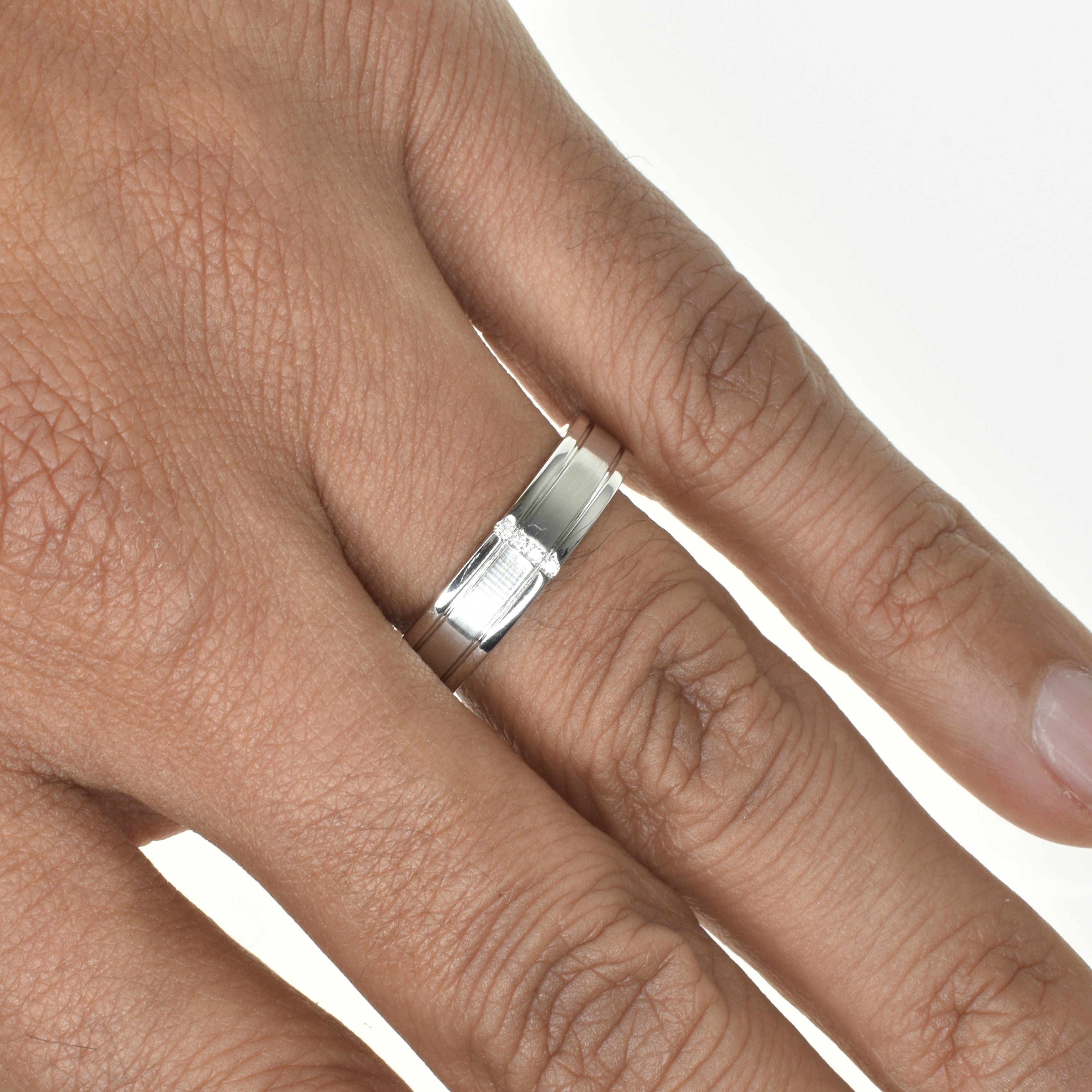 Mens Wedding Band 5mm Wide with Diamonds