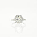 Square Cushion Diamond Ring with Pave Band