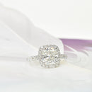 Square Cushion Diamond Ring with Pave Band