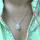 Lab Grown Diamond Necklace with a 2ct Pear Shape Diamond and Halo