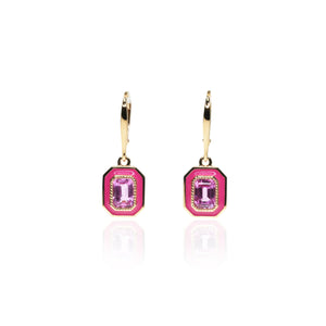 Octagon Shaped Pink Sapphire Dress Earrings