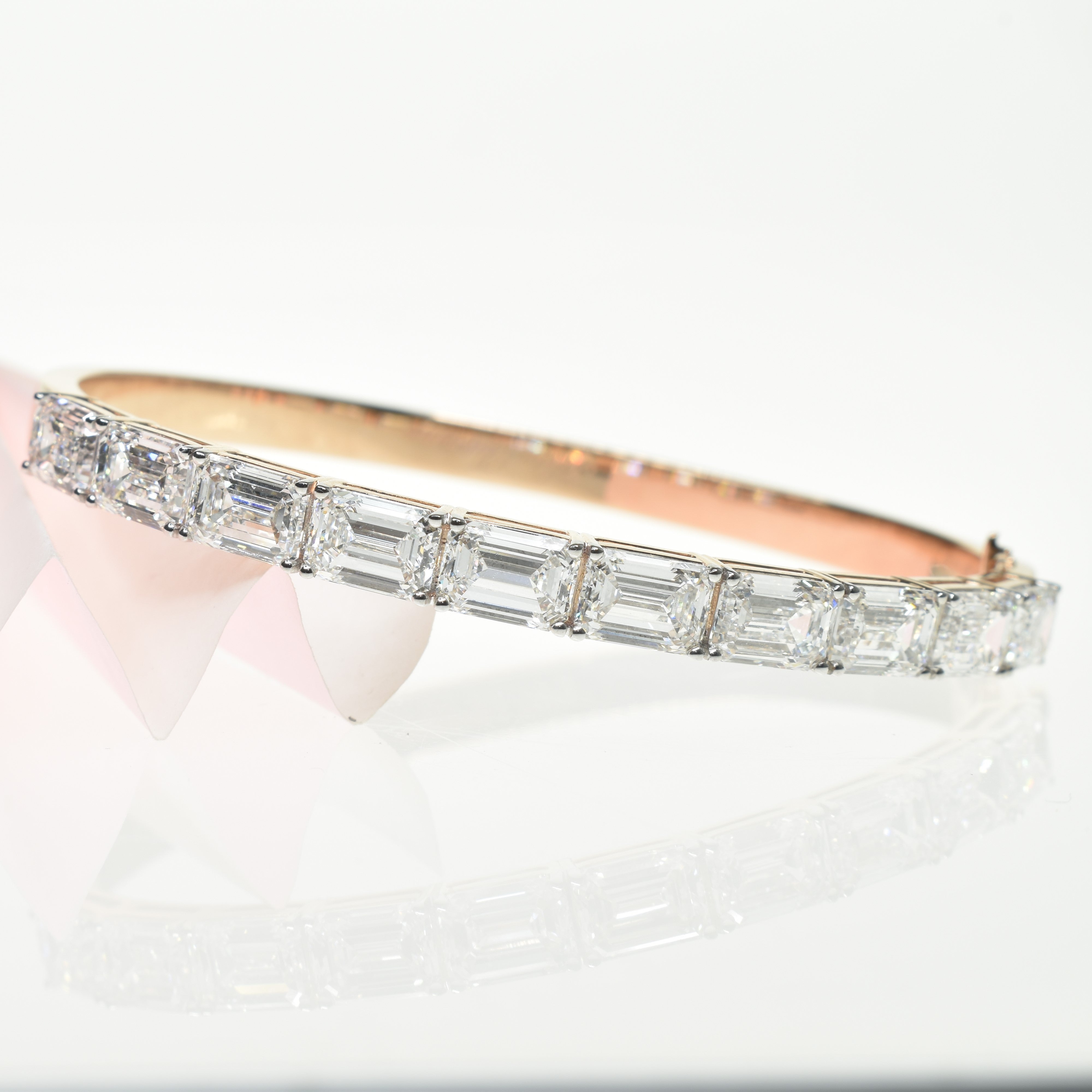 Emerald Cut Half Bangle with 1ct Lab Grown Diamonds