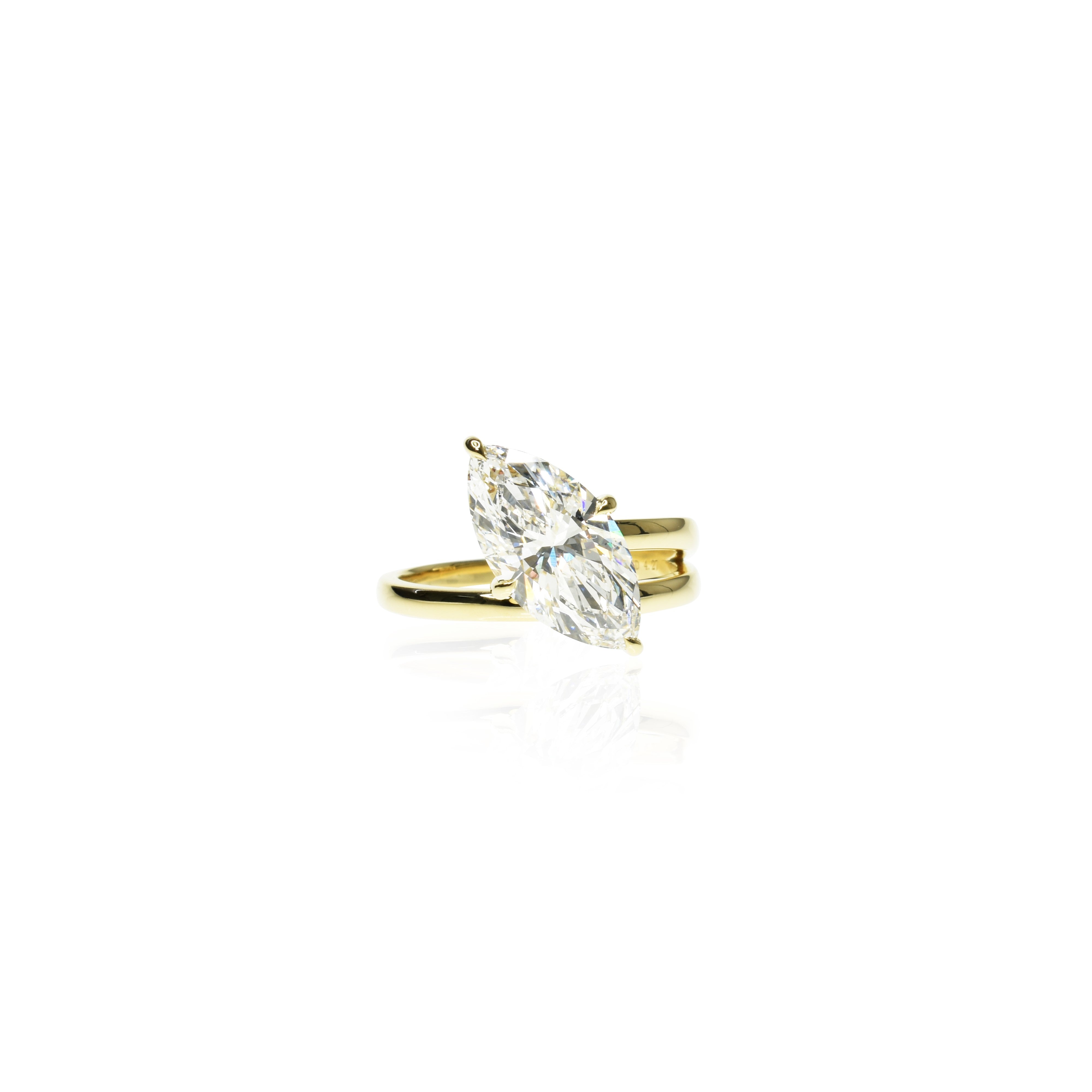 Lab Grown Diamond Ring with 4ct Marquise Diamond on a Coiled Band
