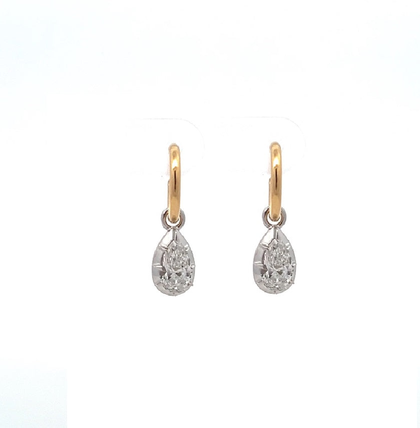 1ct Lab Grown Diamond Pear Shaped Earrings with Hoops