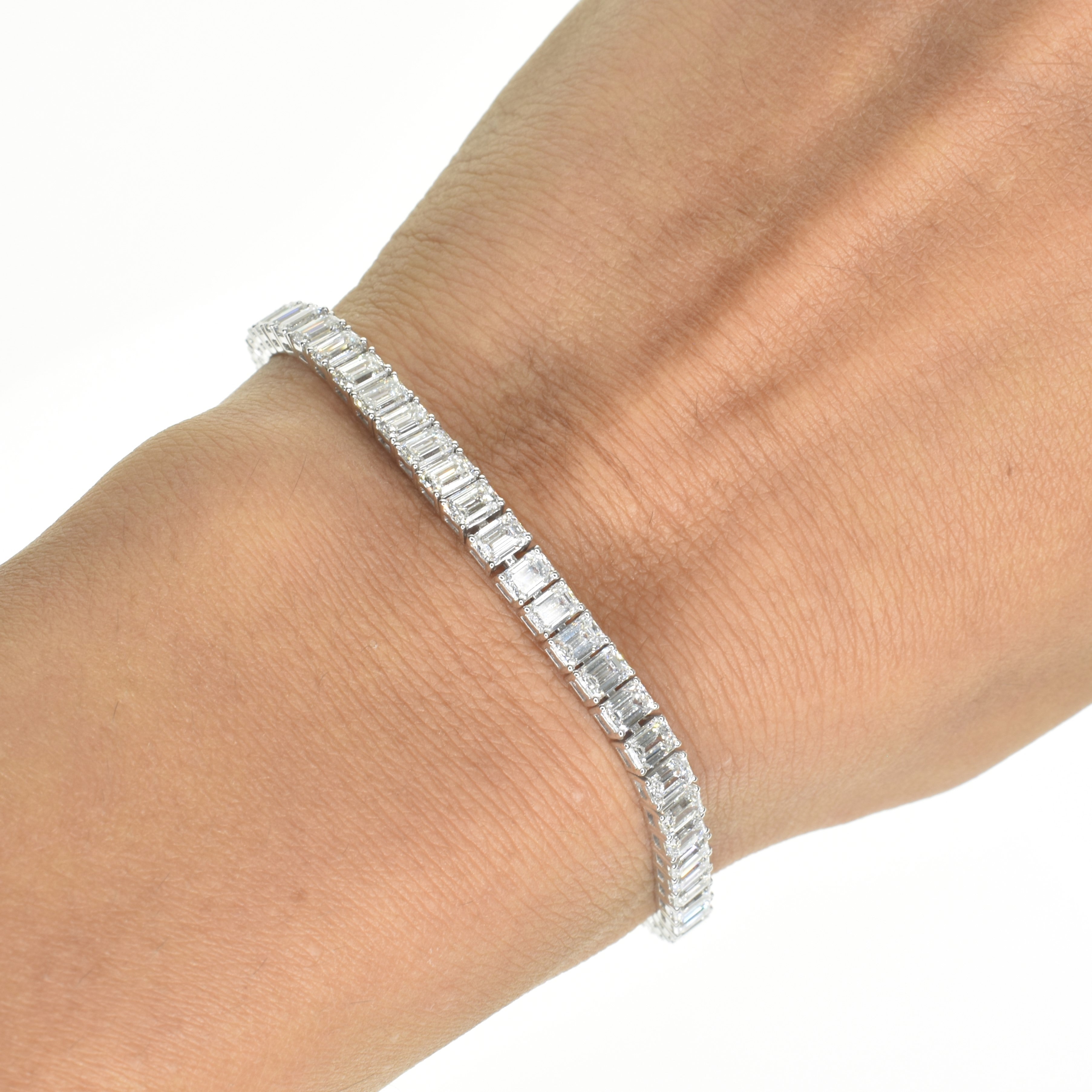 Emerald Cut Tennis Bracelet with 0.15ct Diamonds
