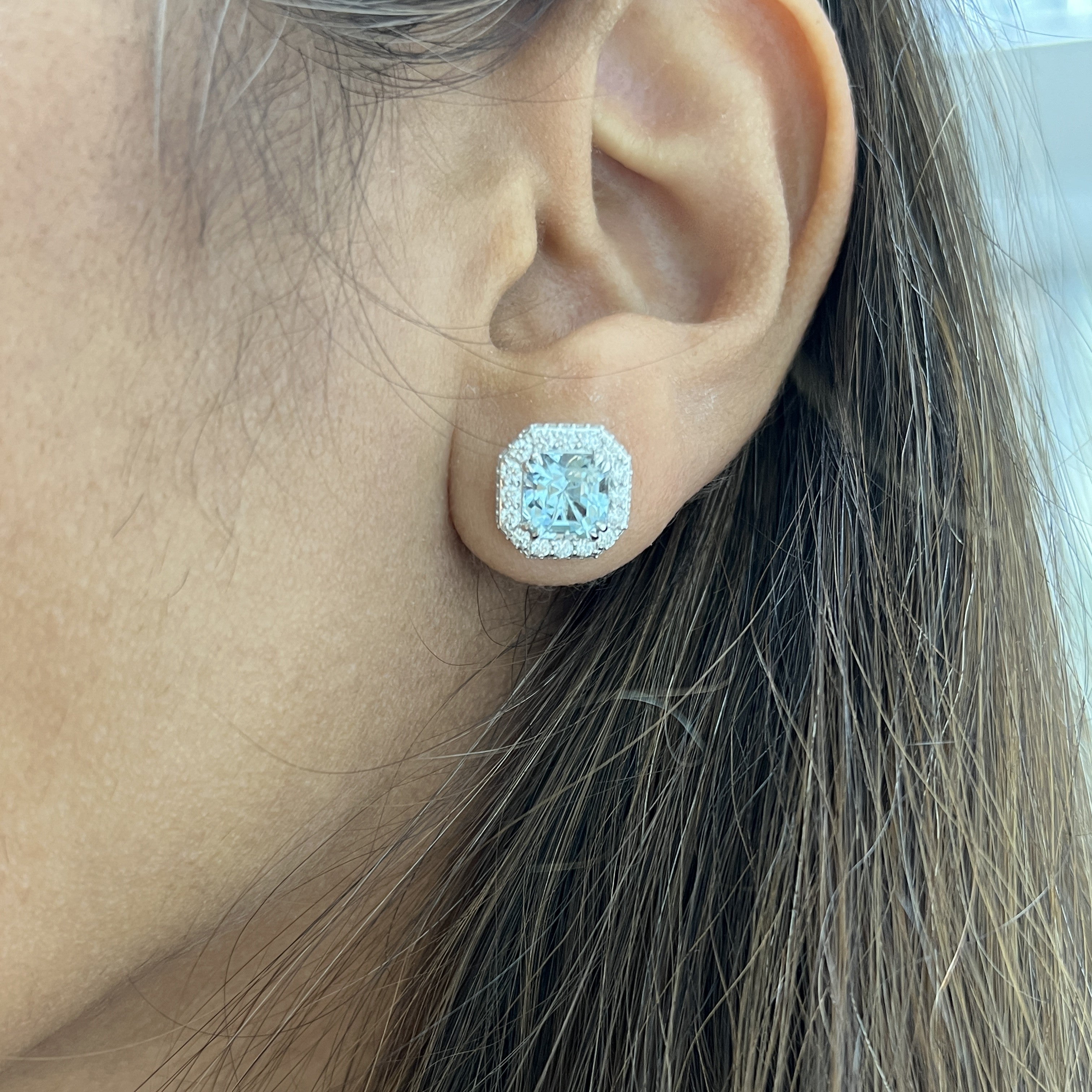 Asscher Cut Aquamarine Earrings