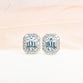 Aquamarine Earrings with Halo Diamond Setting