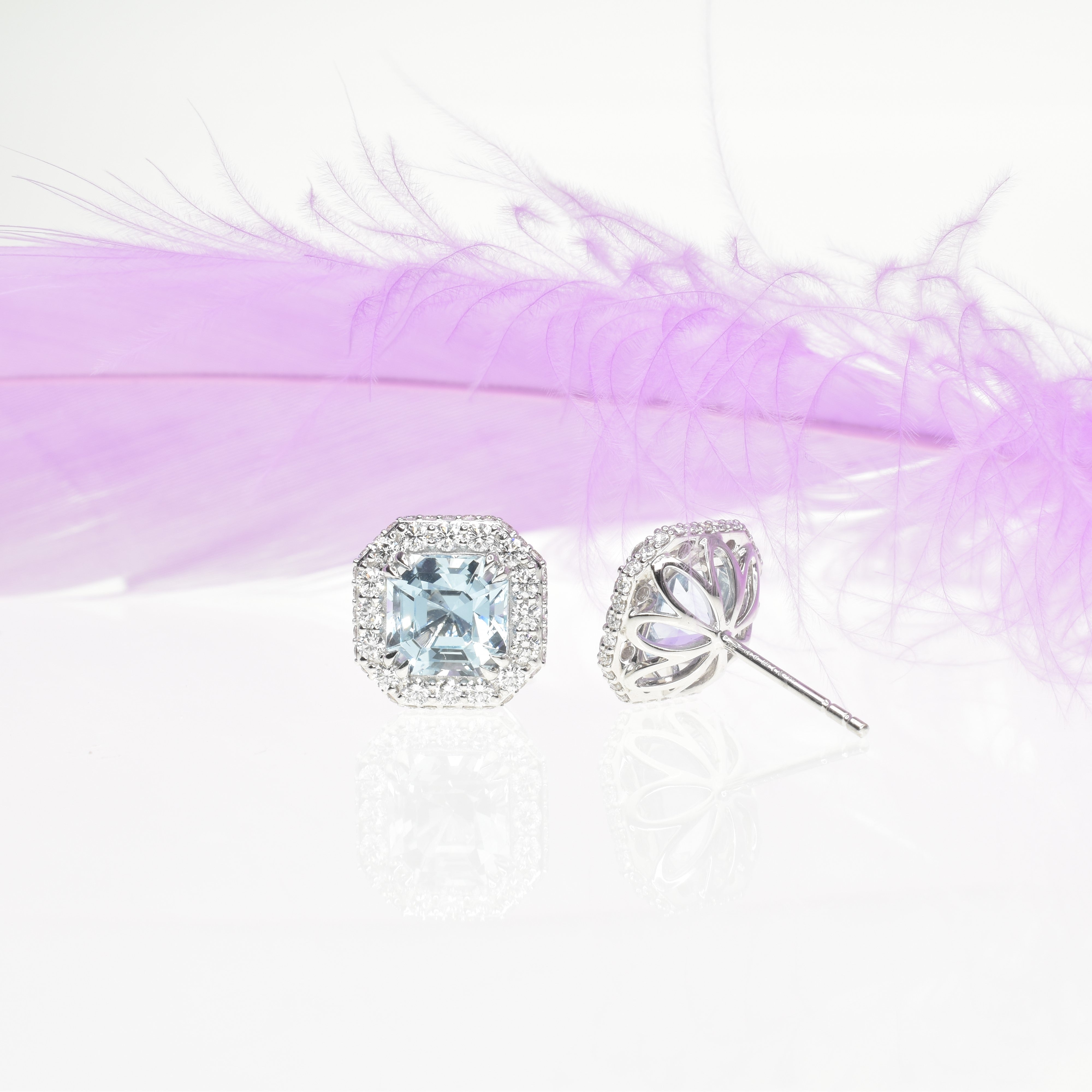 Asscher Cut Aquamarine Earrings