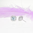 Asscher Cut Aquamarine Earrings