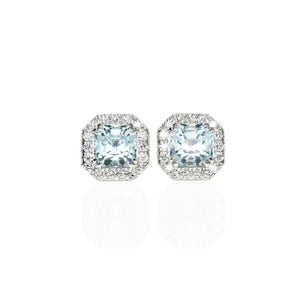 Asscher Cut Aquamarine Earrings