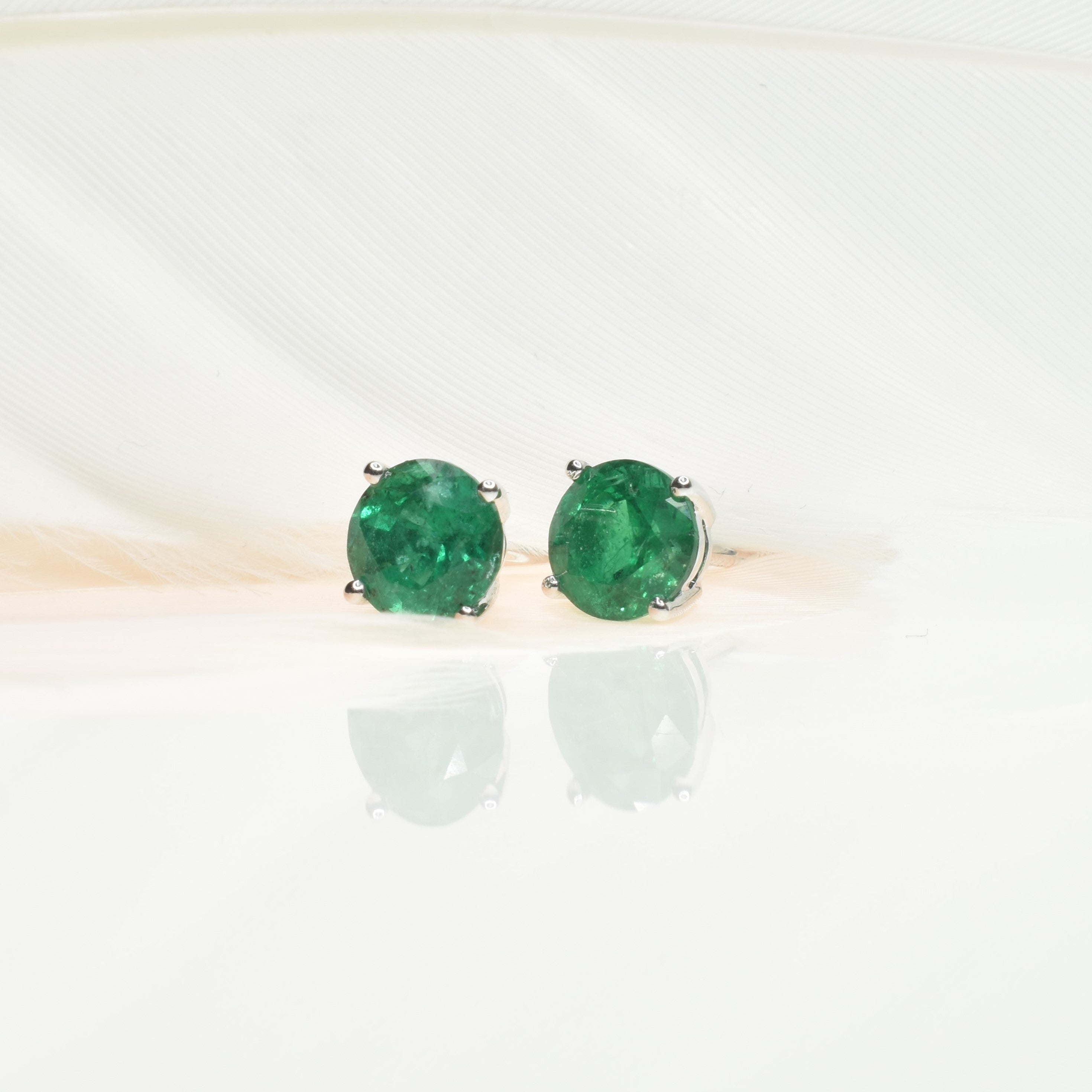 Classic Round Emerald Studs