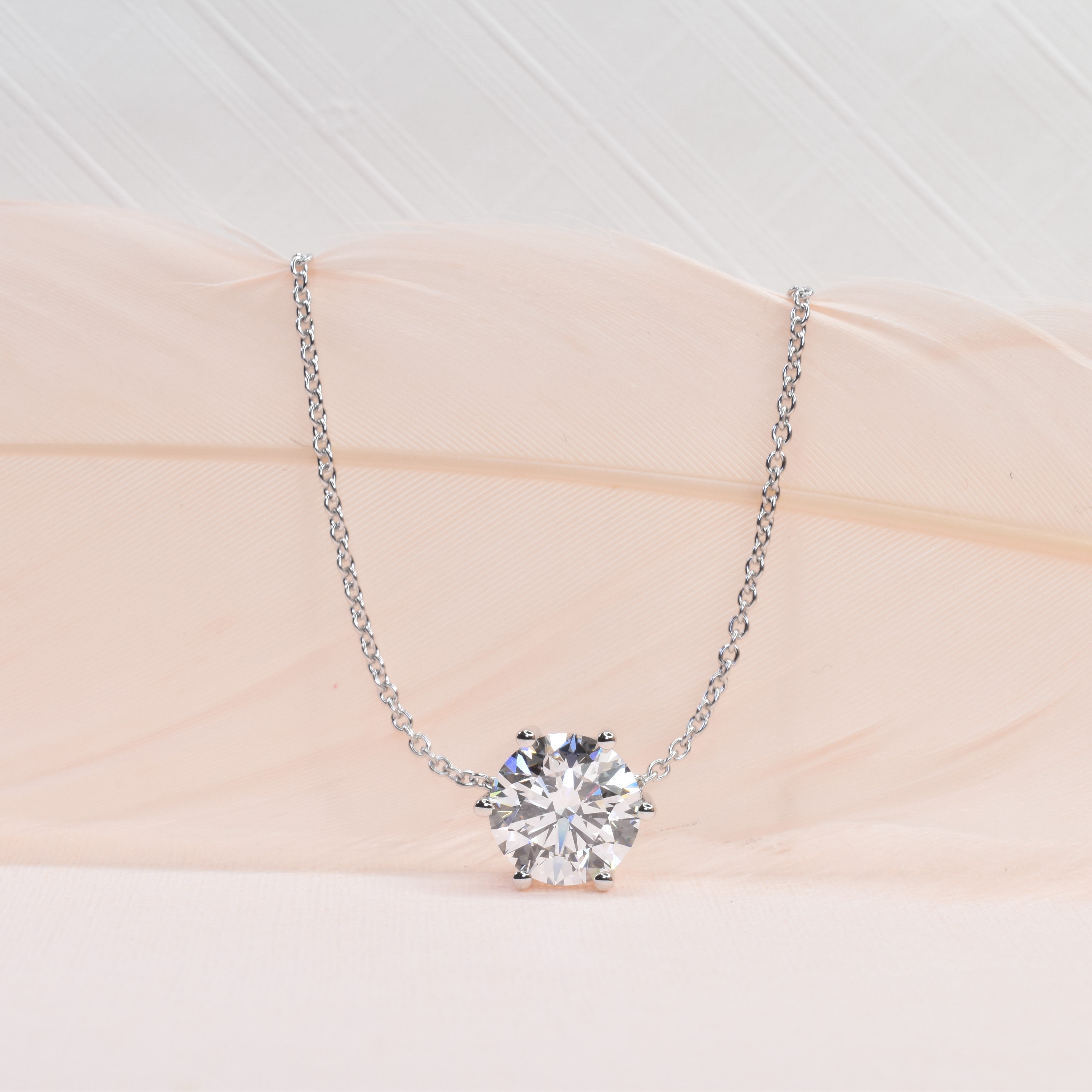 Lab Grown Diamond Solitaire Necklace with 1ct Round Diamond