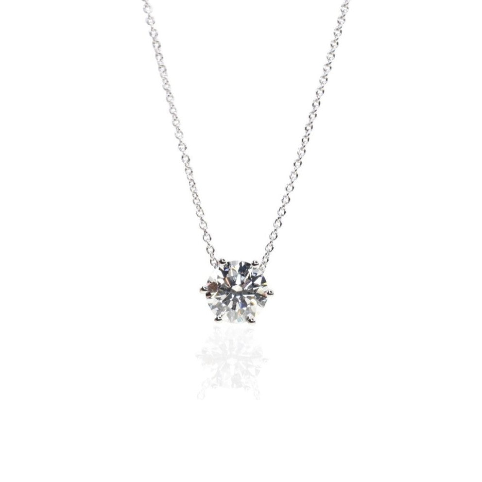 Lab Grown Diamond Solitaire Necklace with 1ct Round Diamond