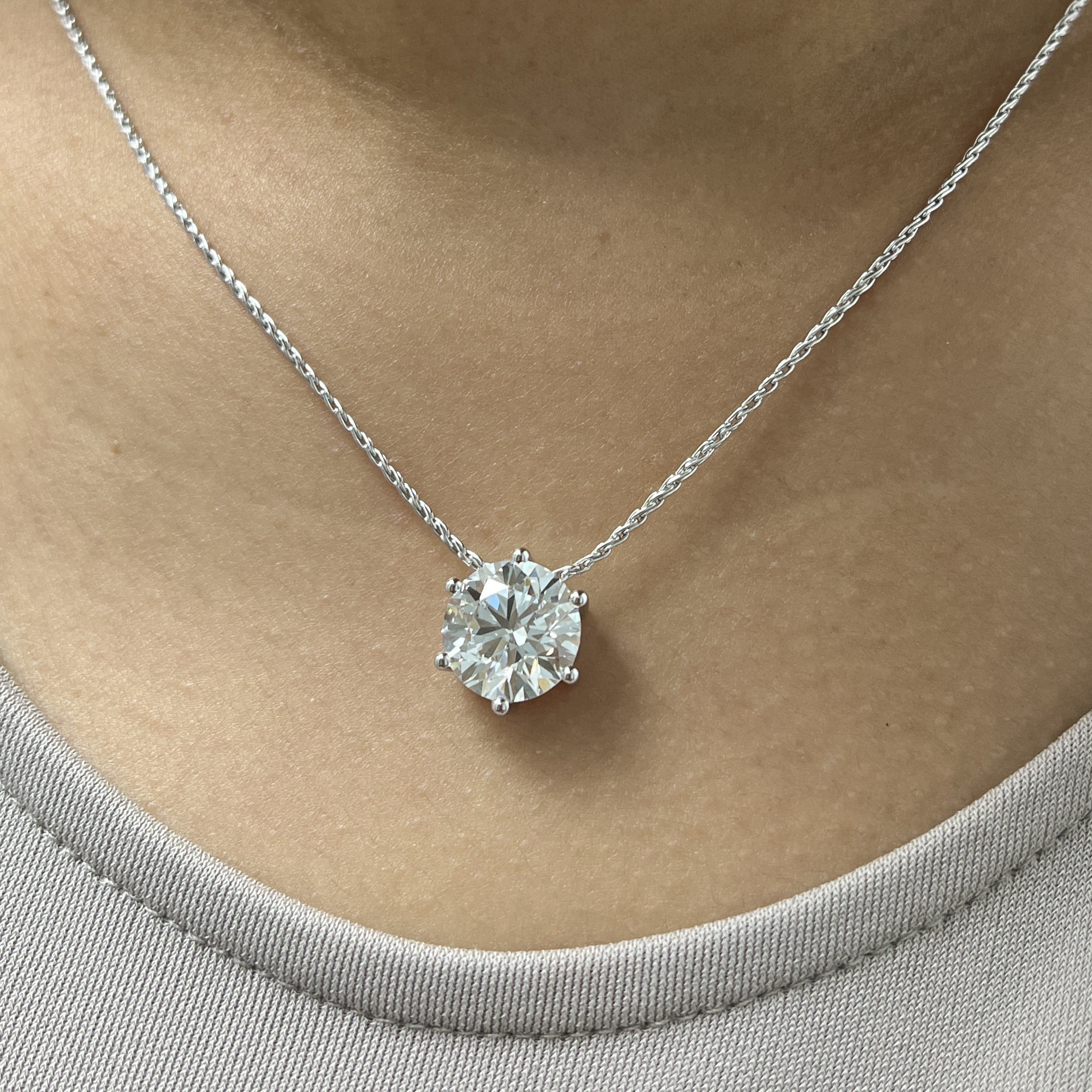 Lab Grown Diamond Necklace with 2.5ct Solitaire Pendant