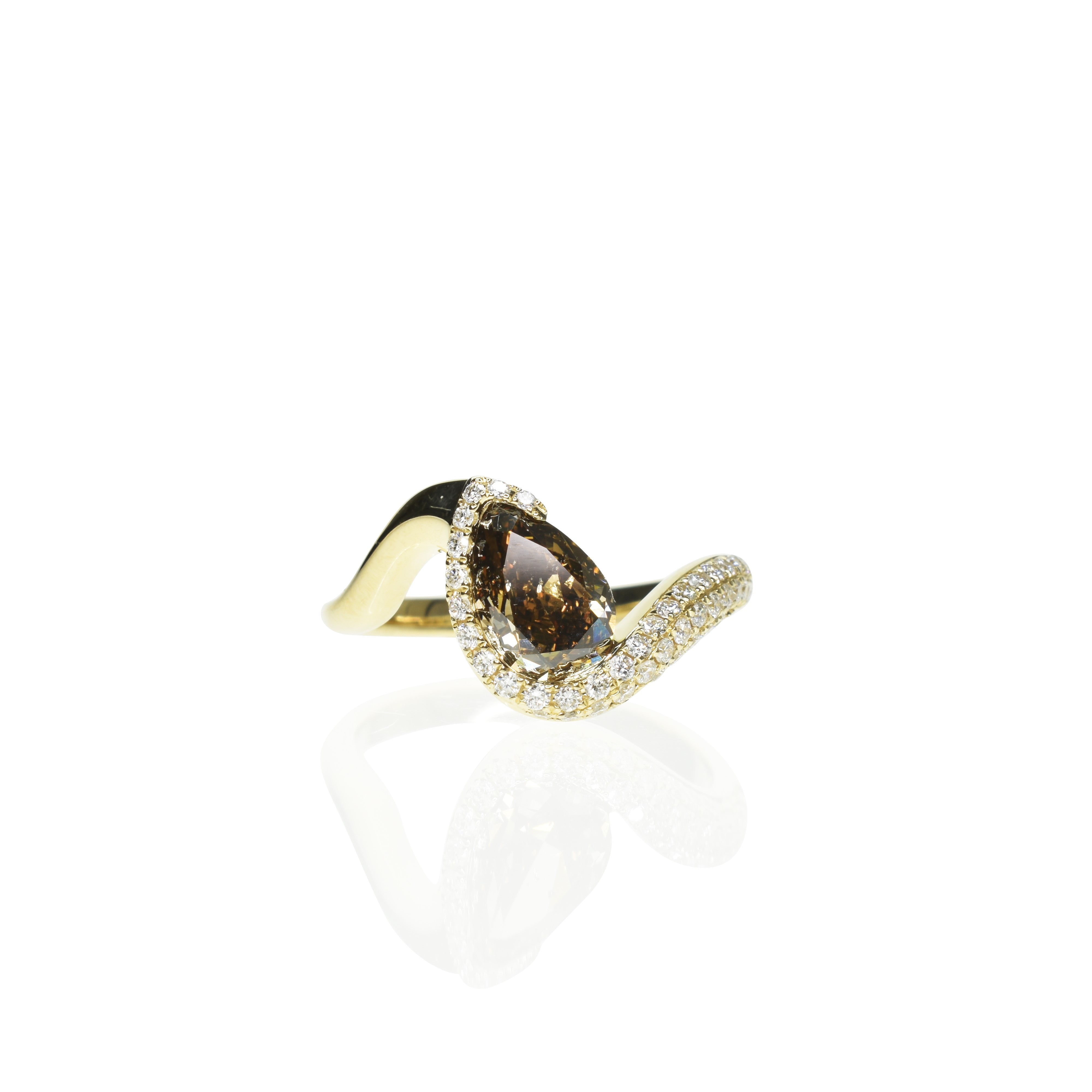 Swirl Pear Shaped Diamond Ring