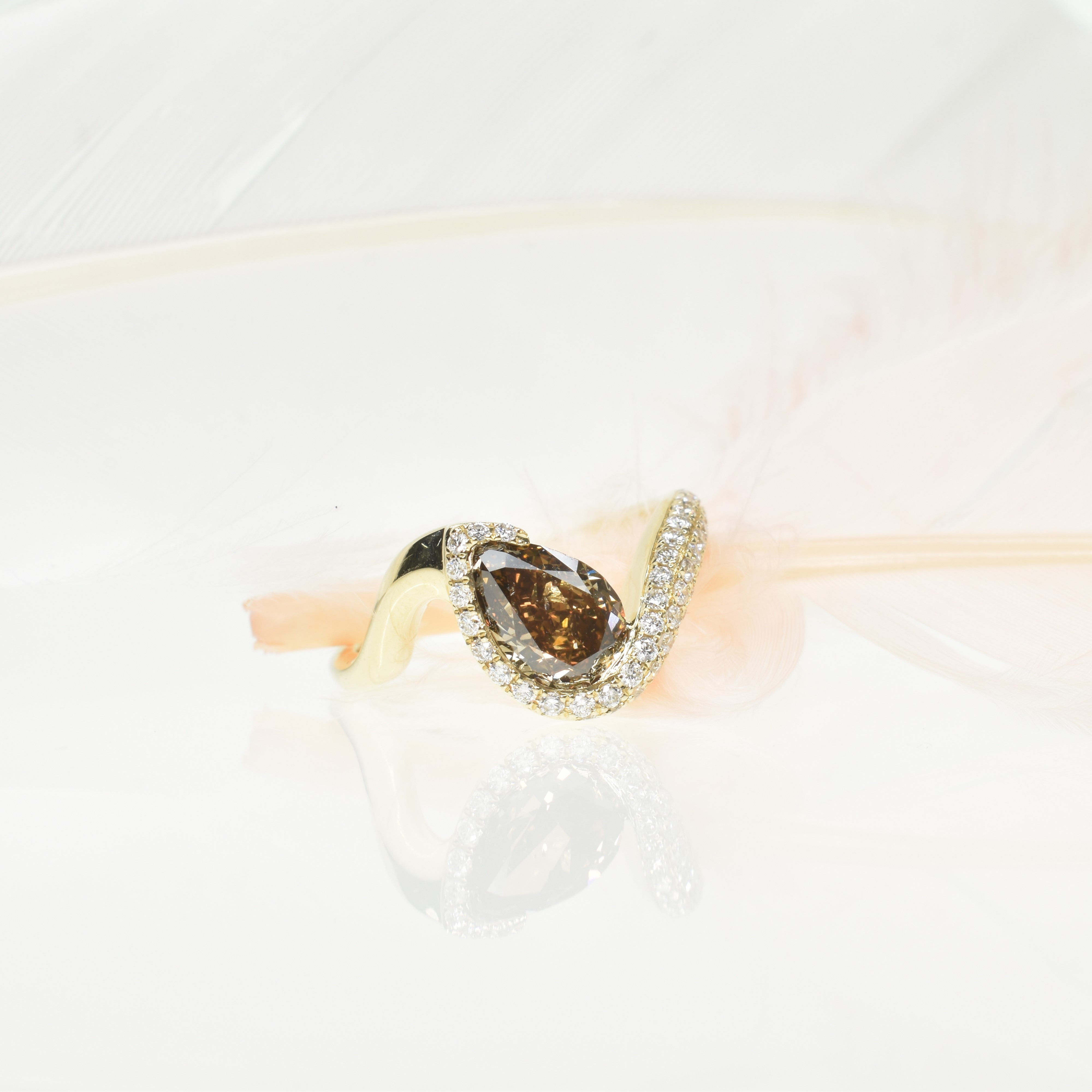 Swirl Pear Shaped Diamond Ring