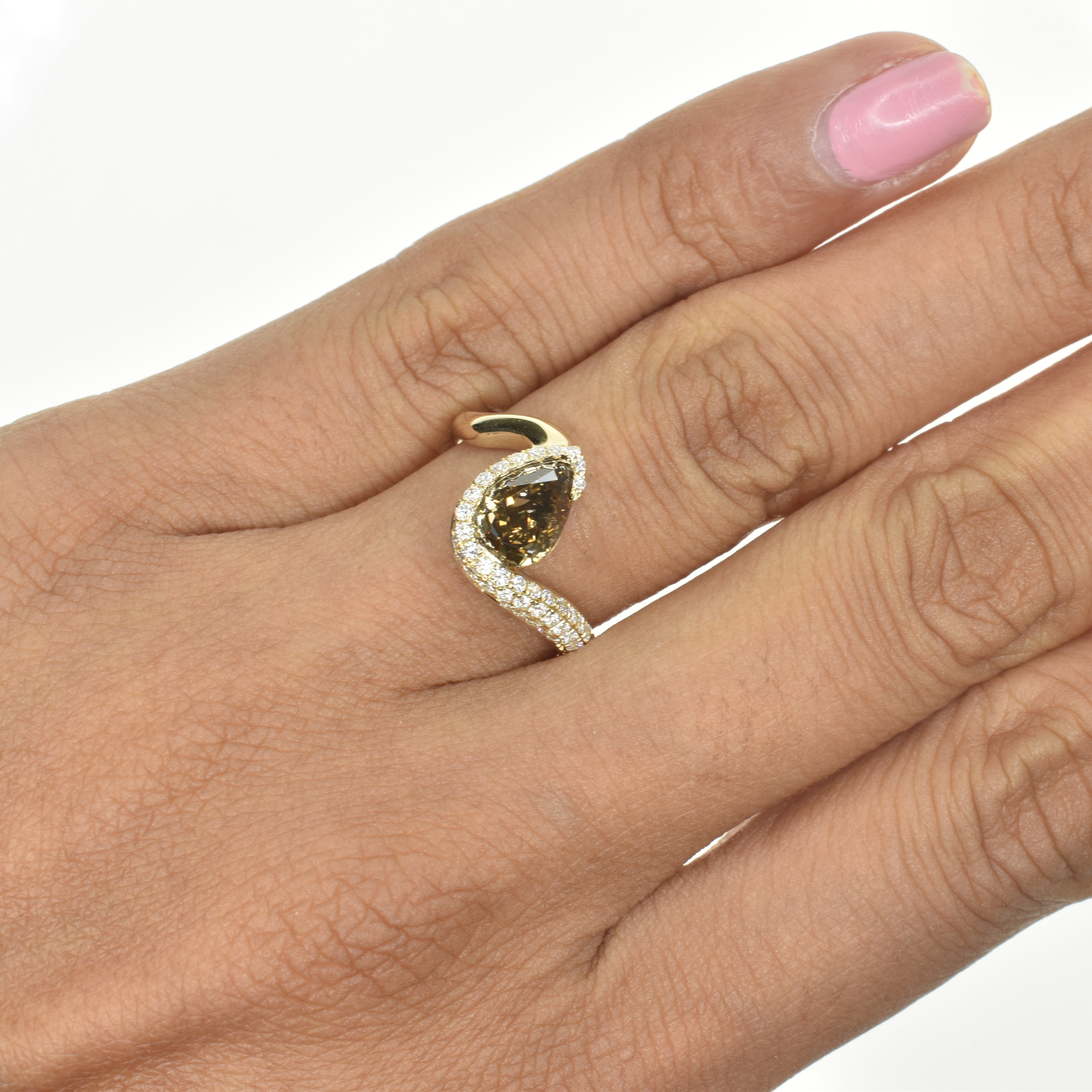 Swirl Pear Shaped Diamond Ring