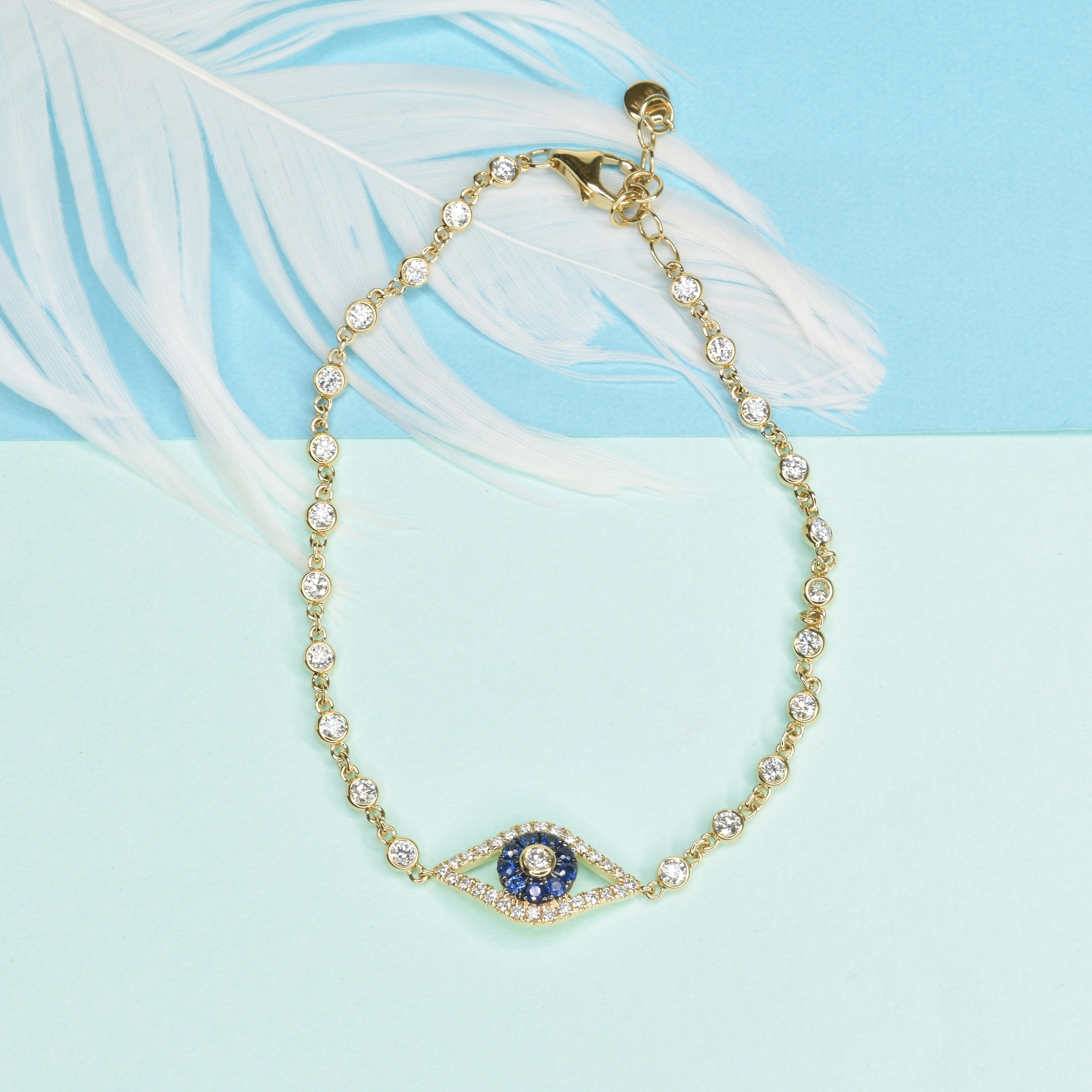Diamond & Sapphire Evil eye Bracelet