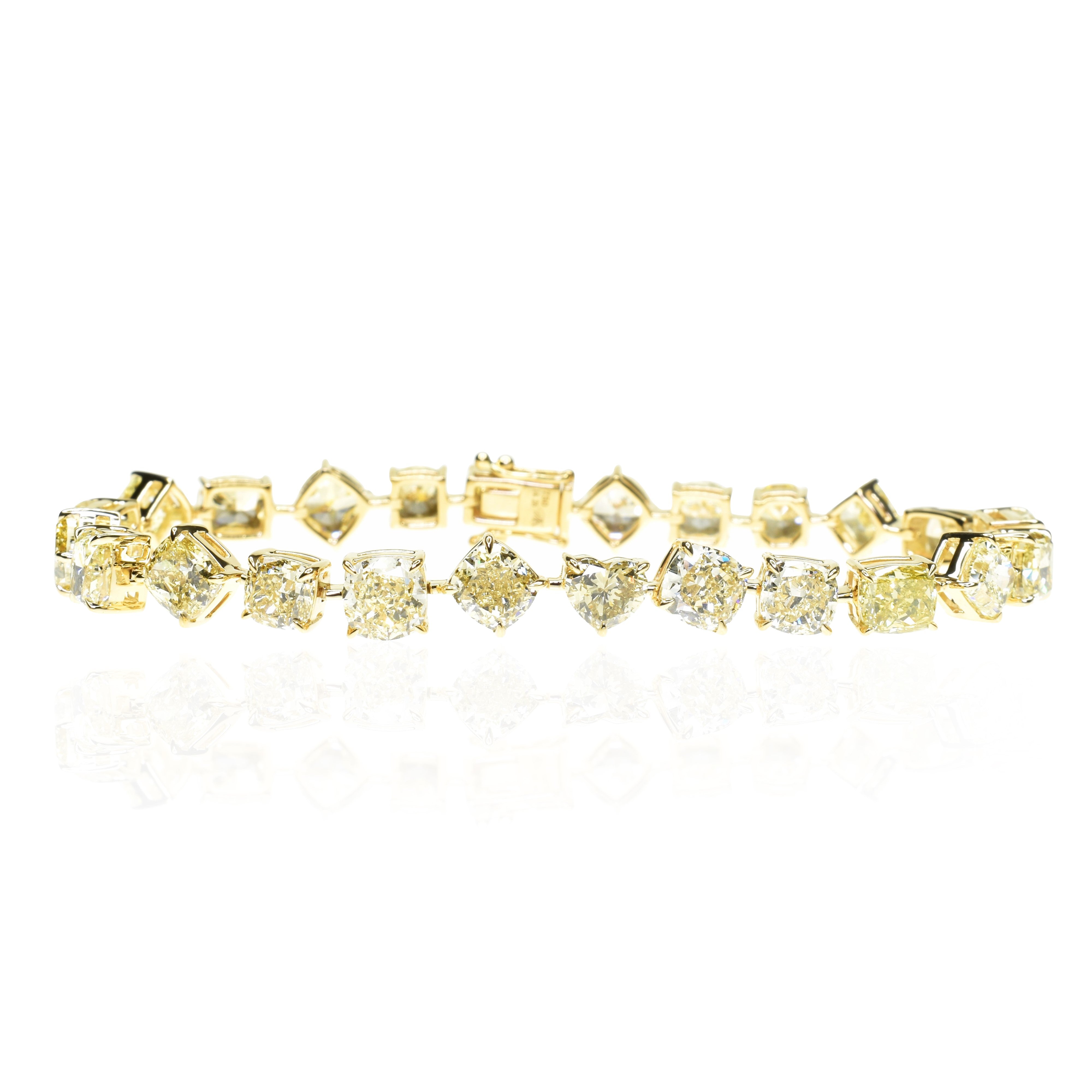 Fancy Yellow Cushion Cut Diamond Bracelet