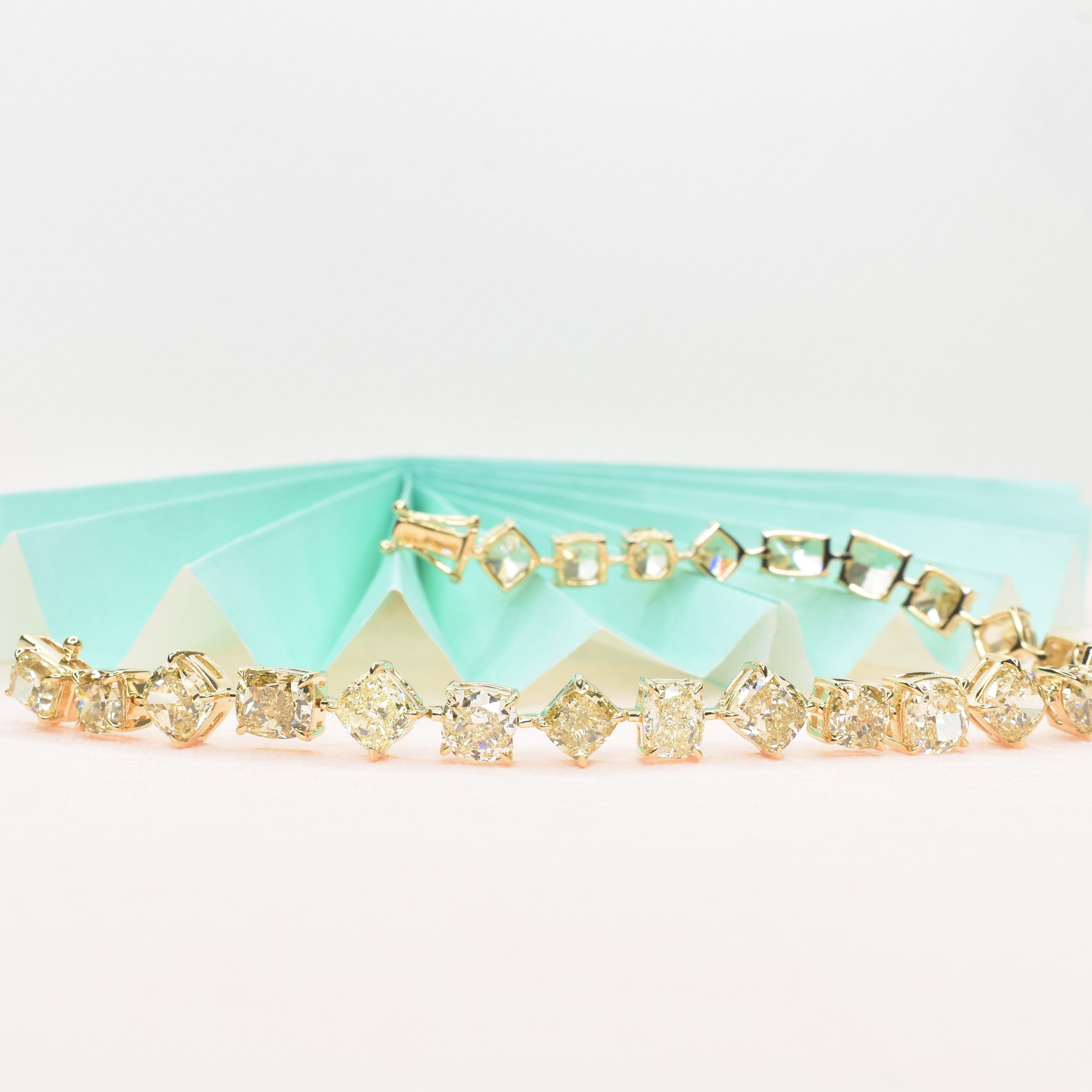 Fancy Yellow Cushion Cut Diamond Bracelet