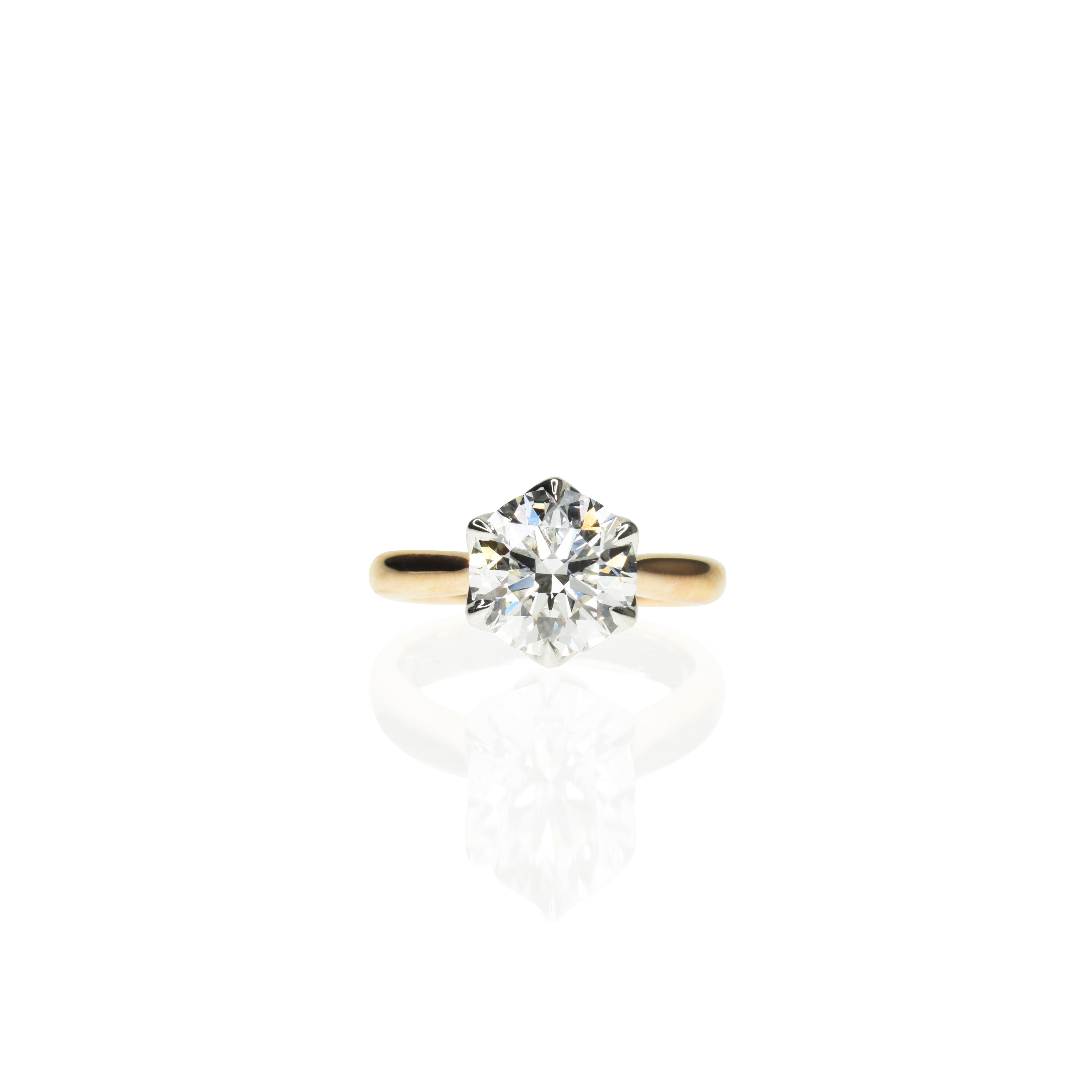 1.70ct Round Shape Lab Grown Diamond Engagement Ring with Floral Basket