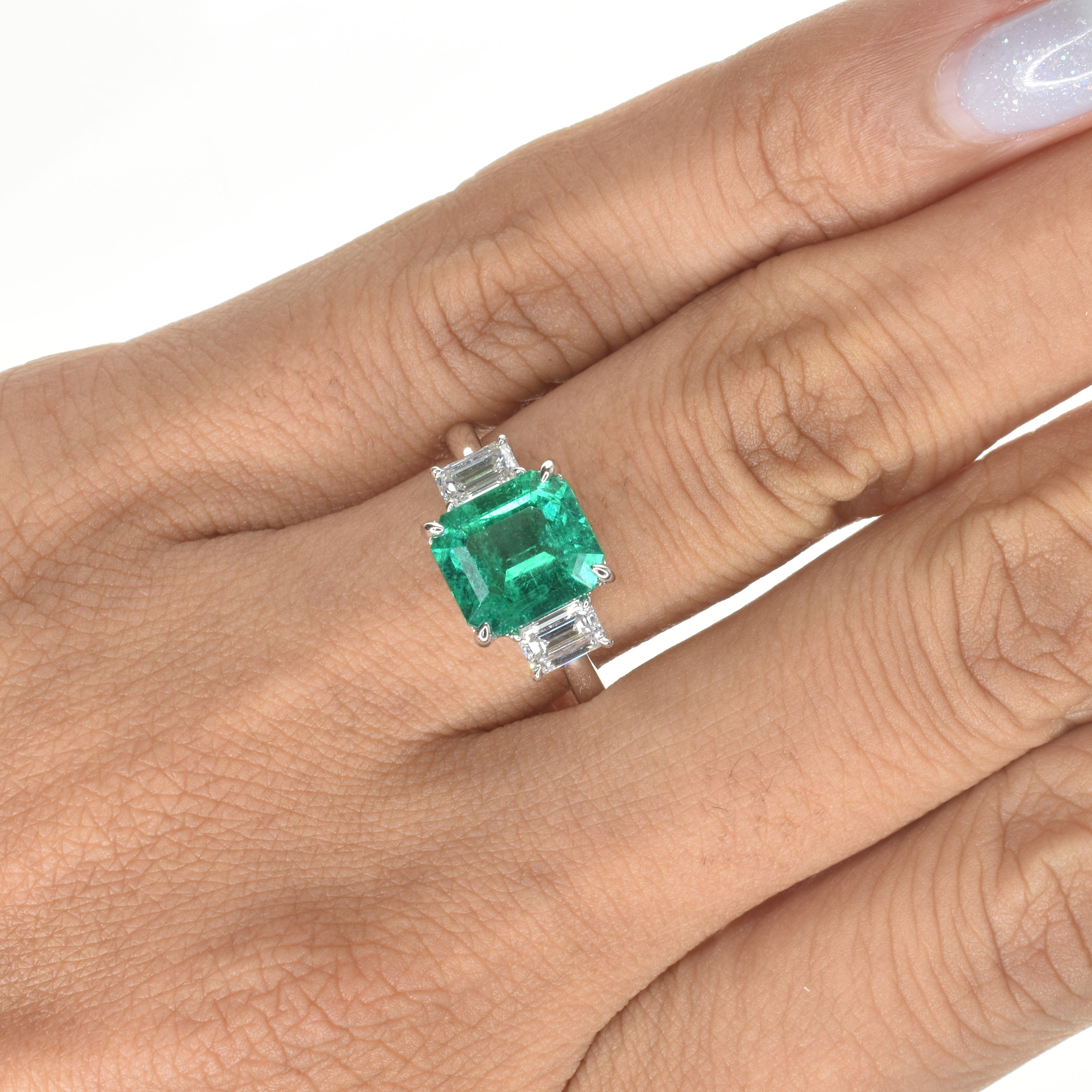 Octagon Shaped Emerald Ring