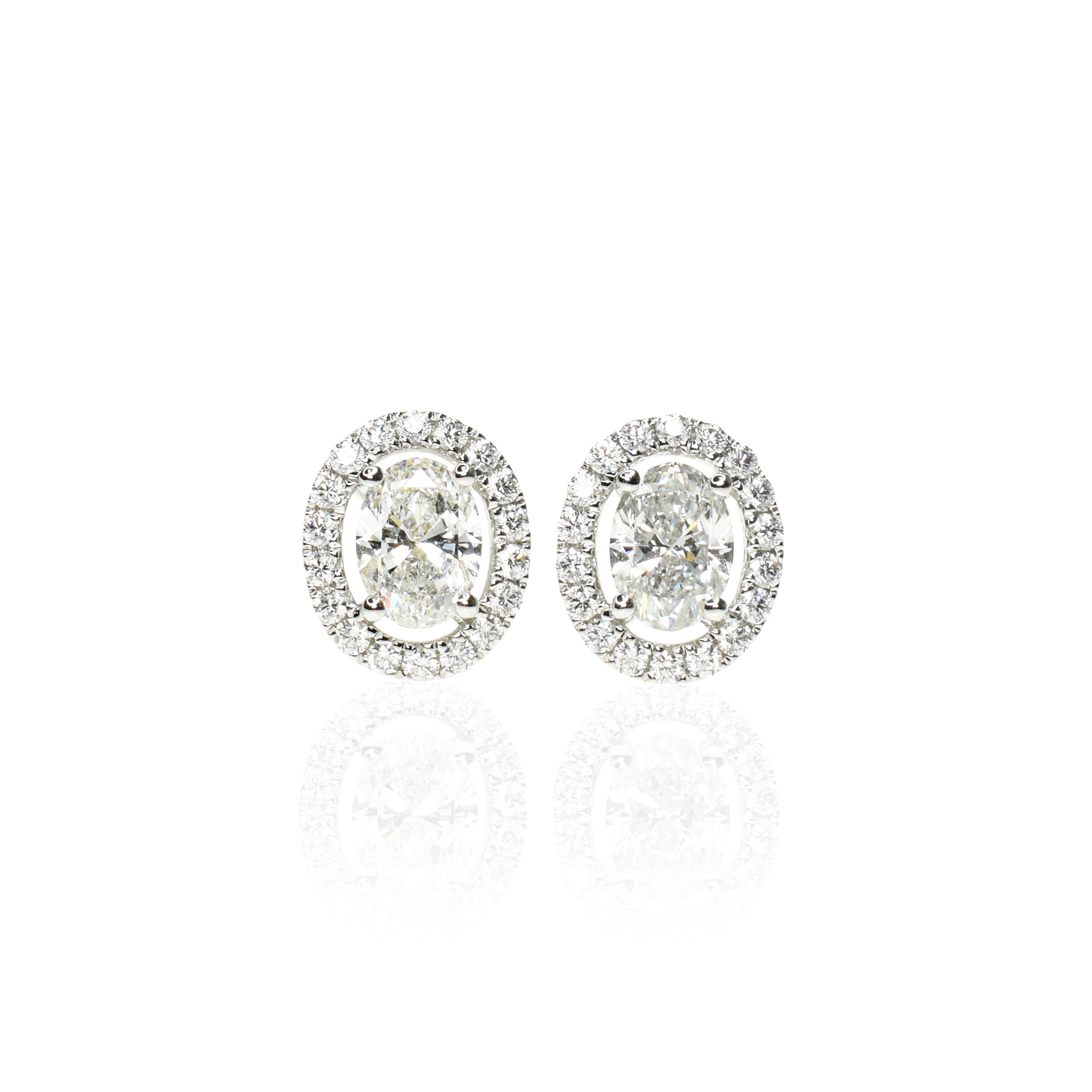 Certified Oval Shaped Diamond Halo Earrings