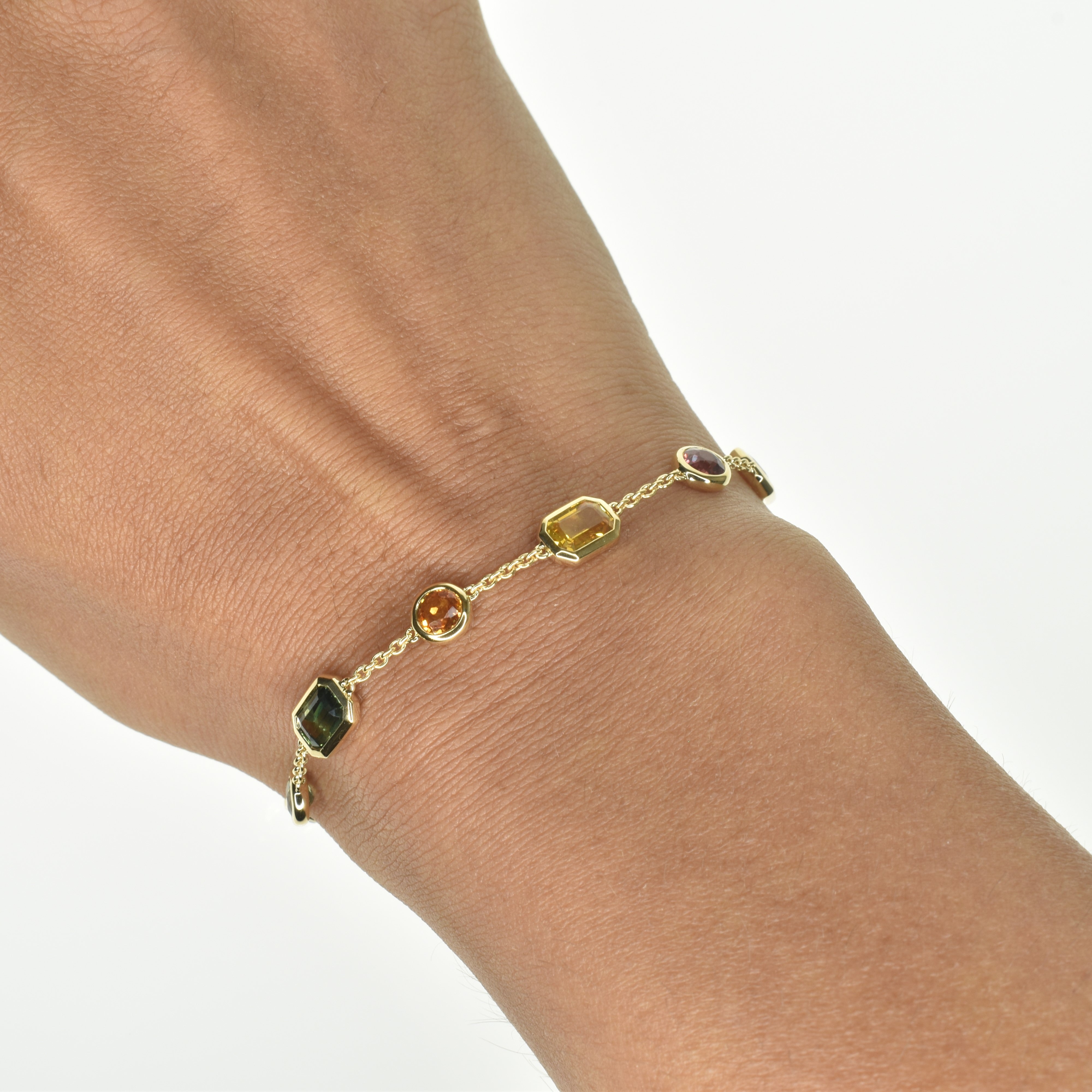 Multi Shaped Rainbow Sapphire Bracelet