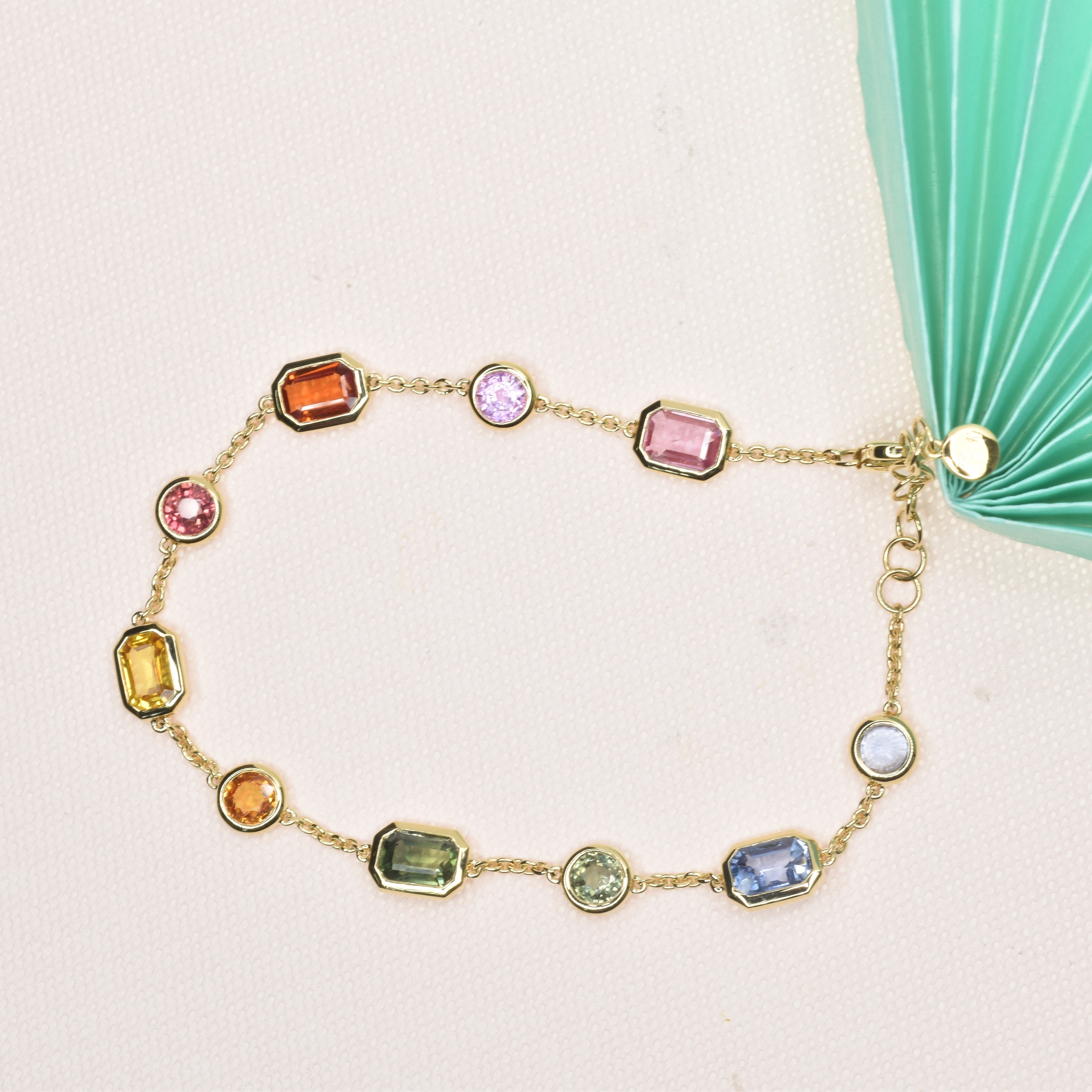 Multi Shaped Rainbow Sapphire Bracelet