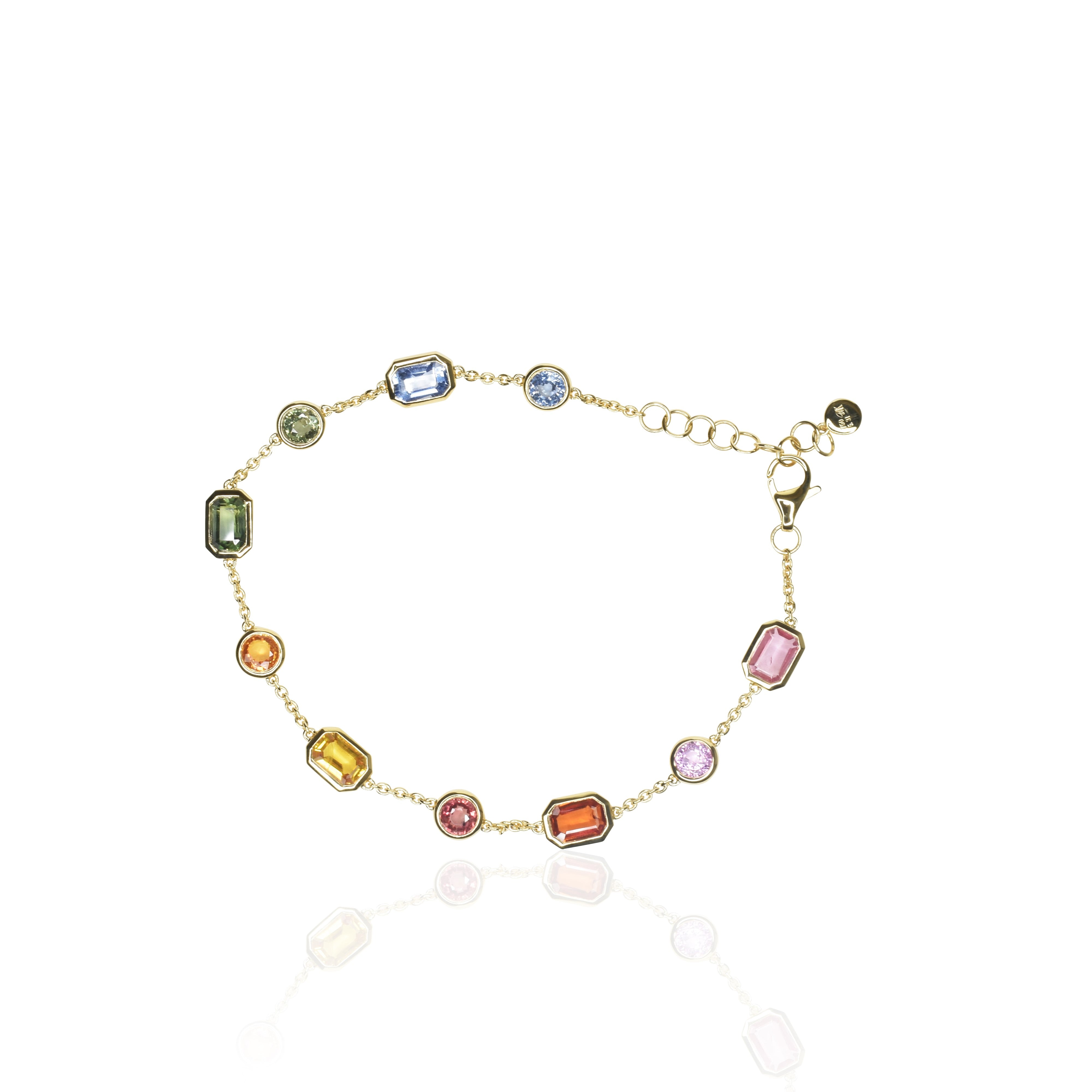 Multi Shaped Rainbow Sapphire Bracelet