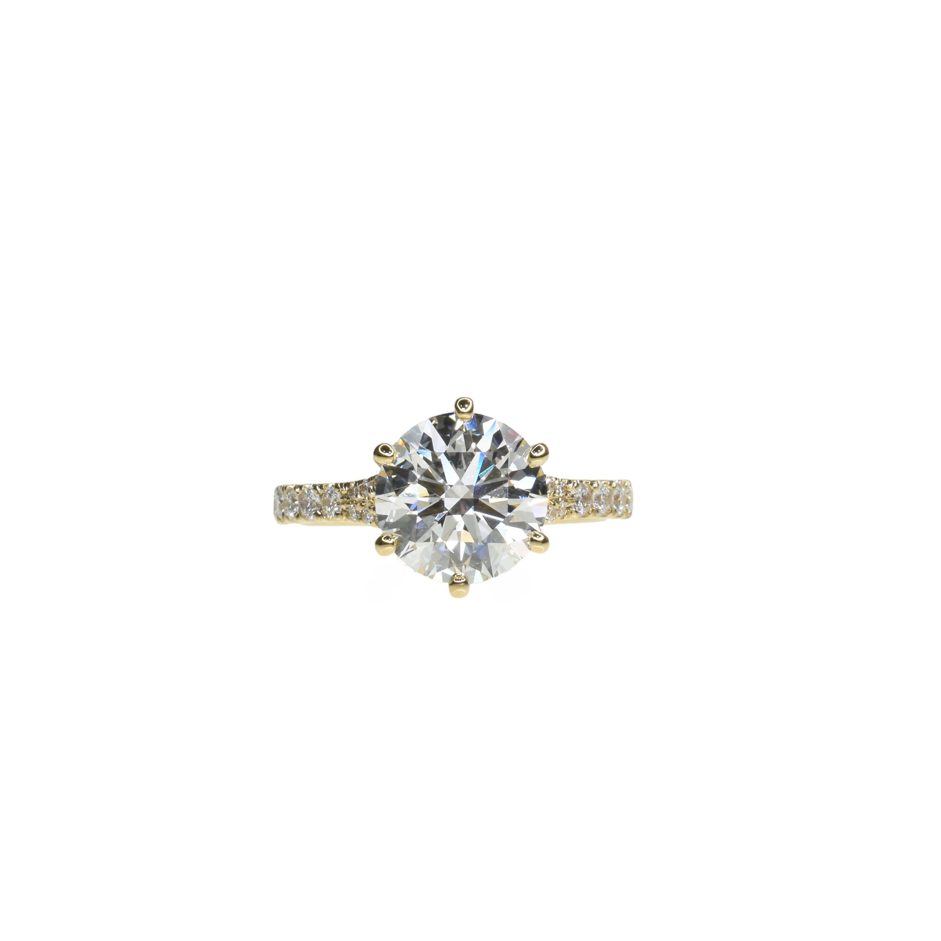2.50ct Round Lab Grown Diamond Ring with Split Shank Pave Setting