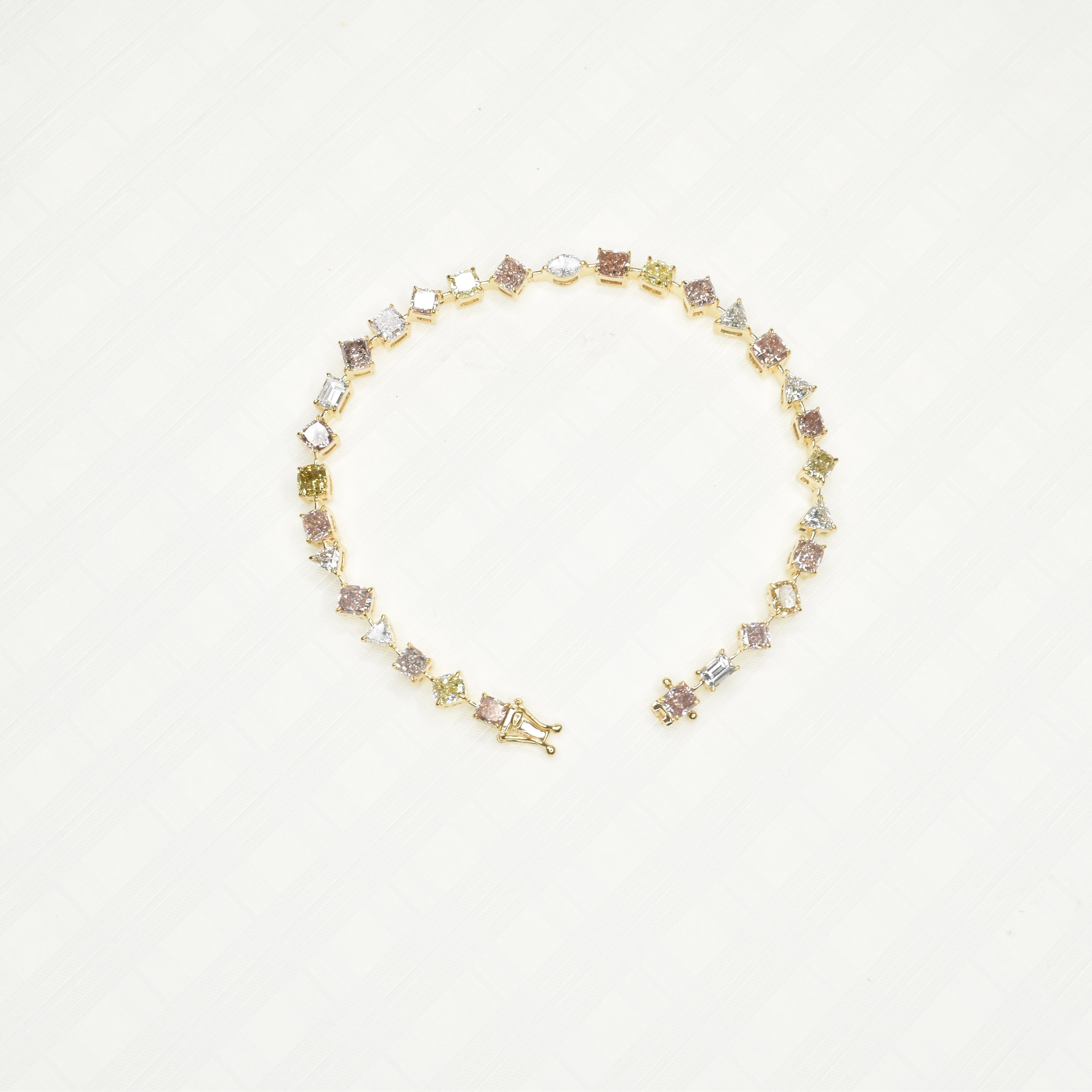 Natural Coloured Mixed Shaped Diamond Bracelet