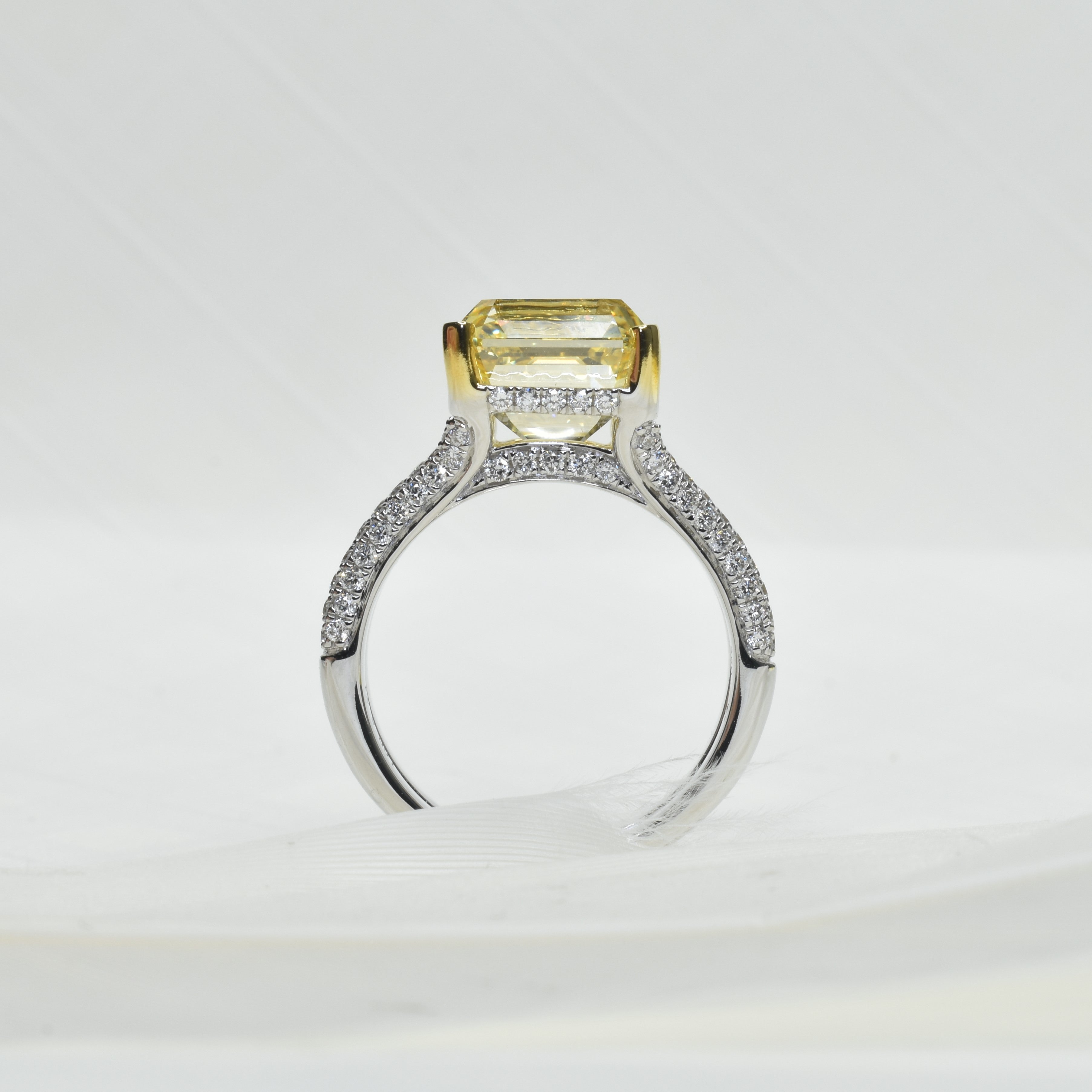 5ct Yellow Diamond Asscher Cut Cocktail Ring