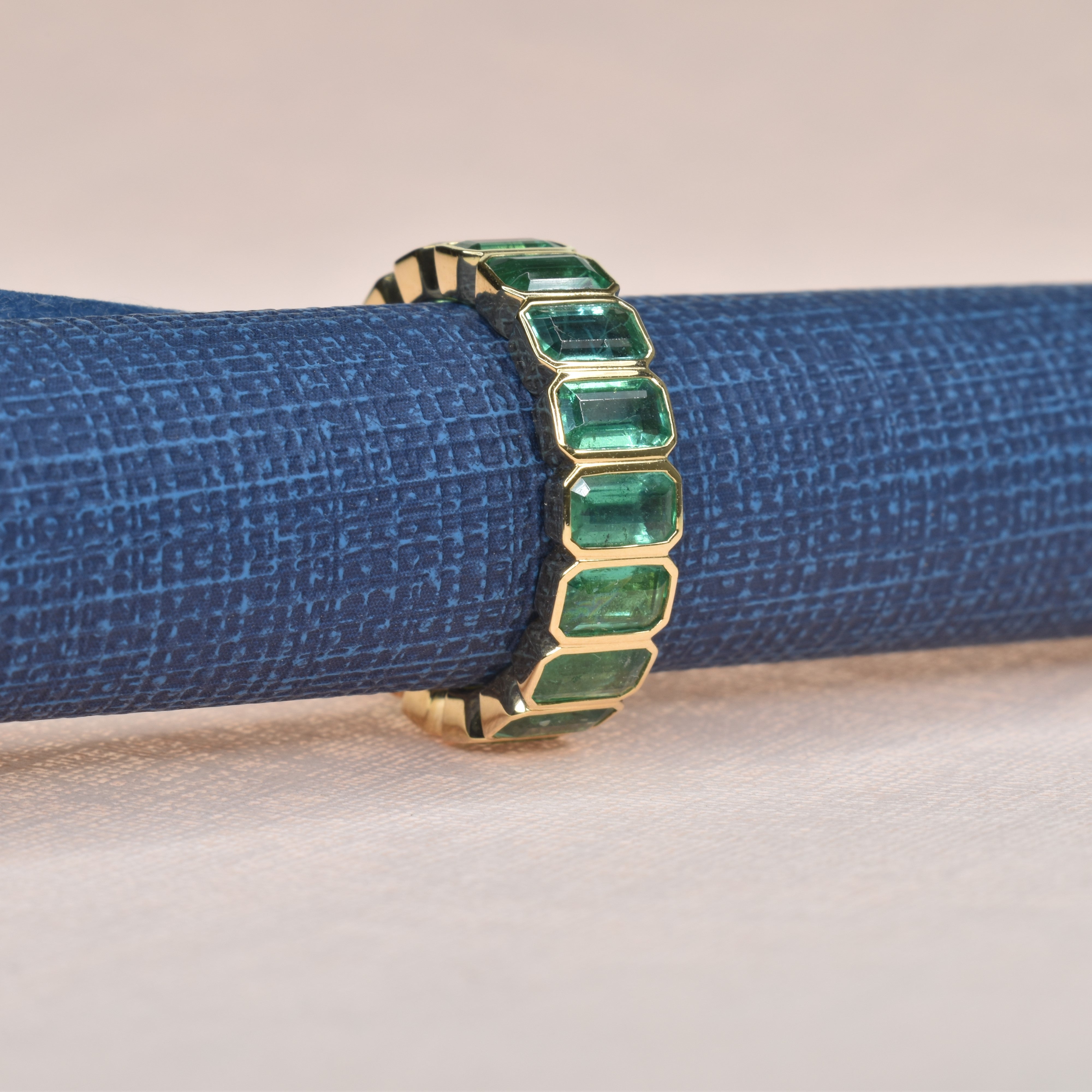 Bezel Set Emerald Eternity Band